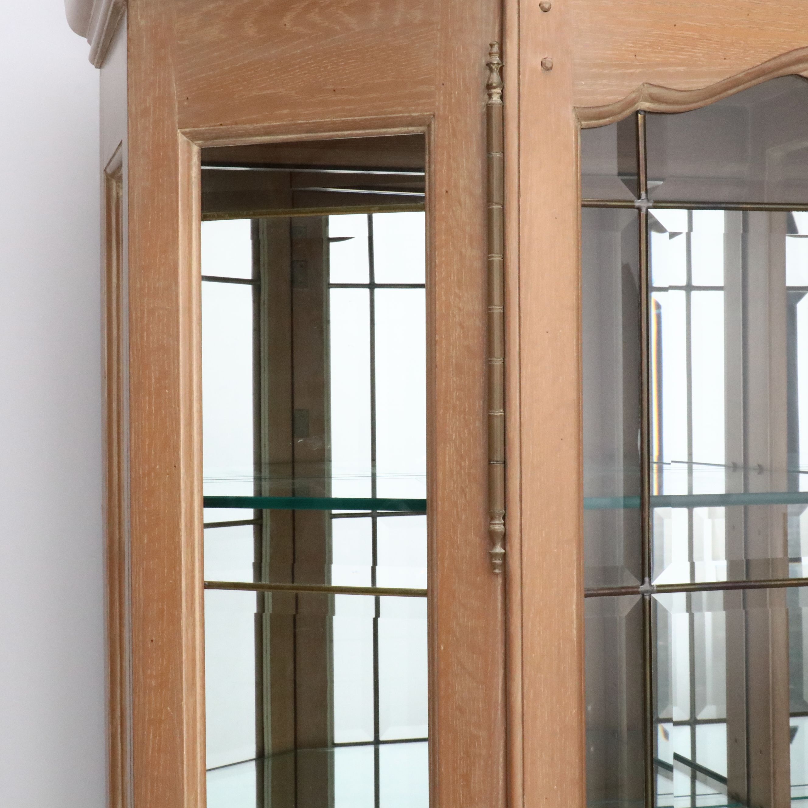 French Provincial Style Cerused Oak and Glass Display Cabinet