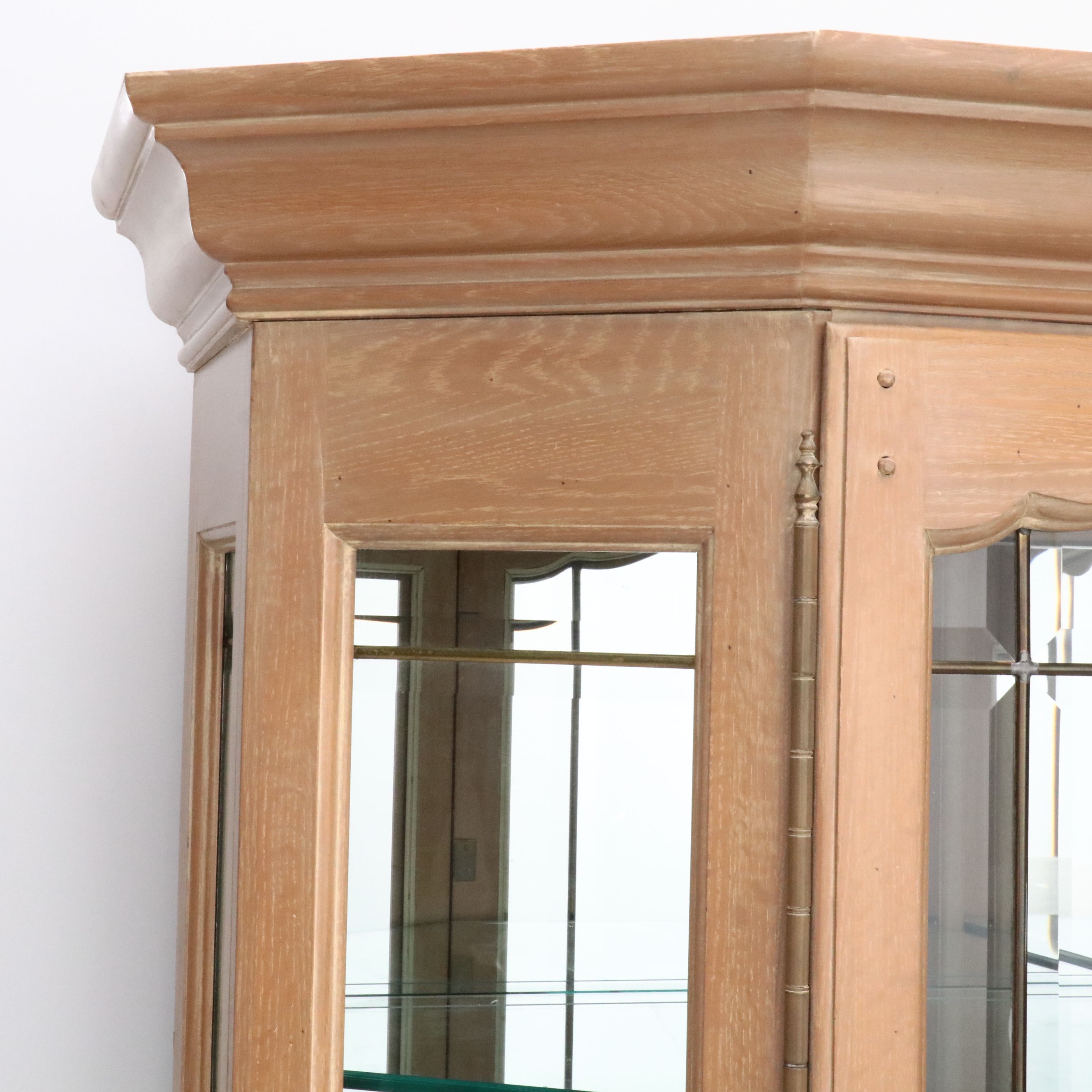 French Provincial Style Cerused Oak and Glass Display Cabinet