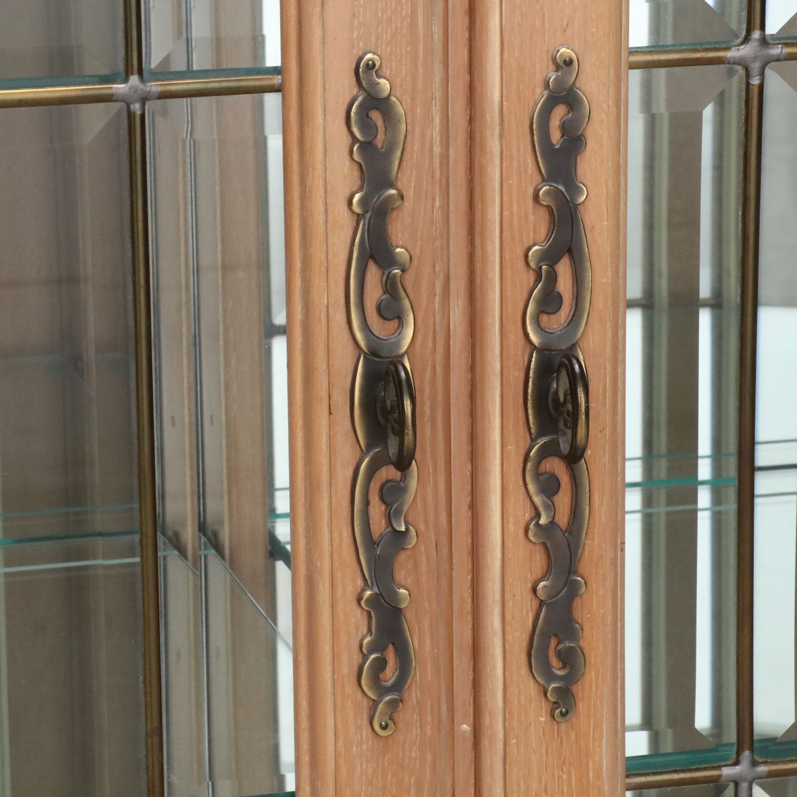 French Provincial Style Cerused Oak and Glass Display Cabinet