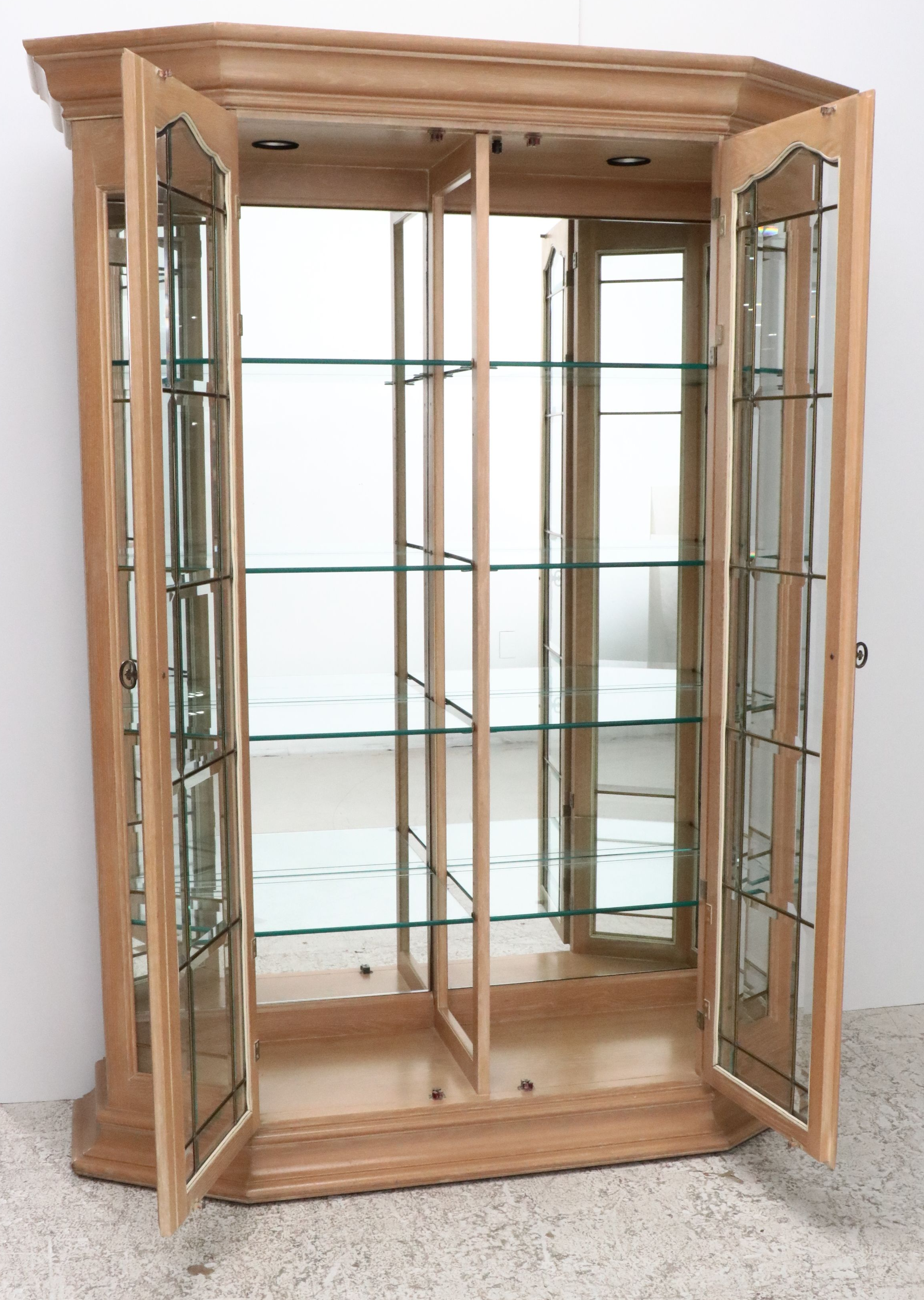 French Provincial Style Cerused Oak and Glass Display Cabinet