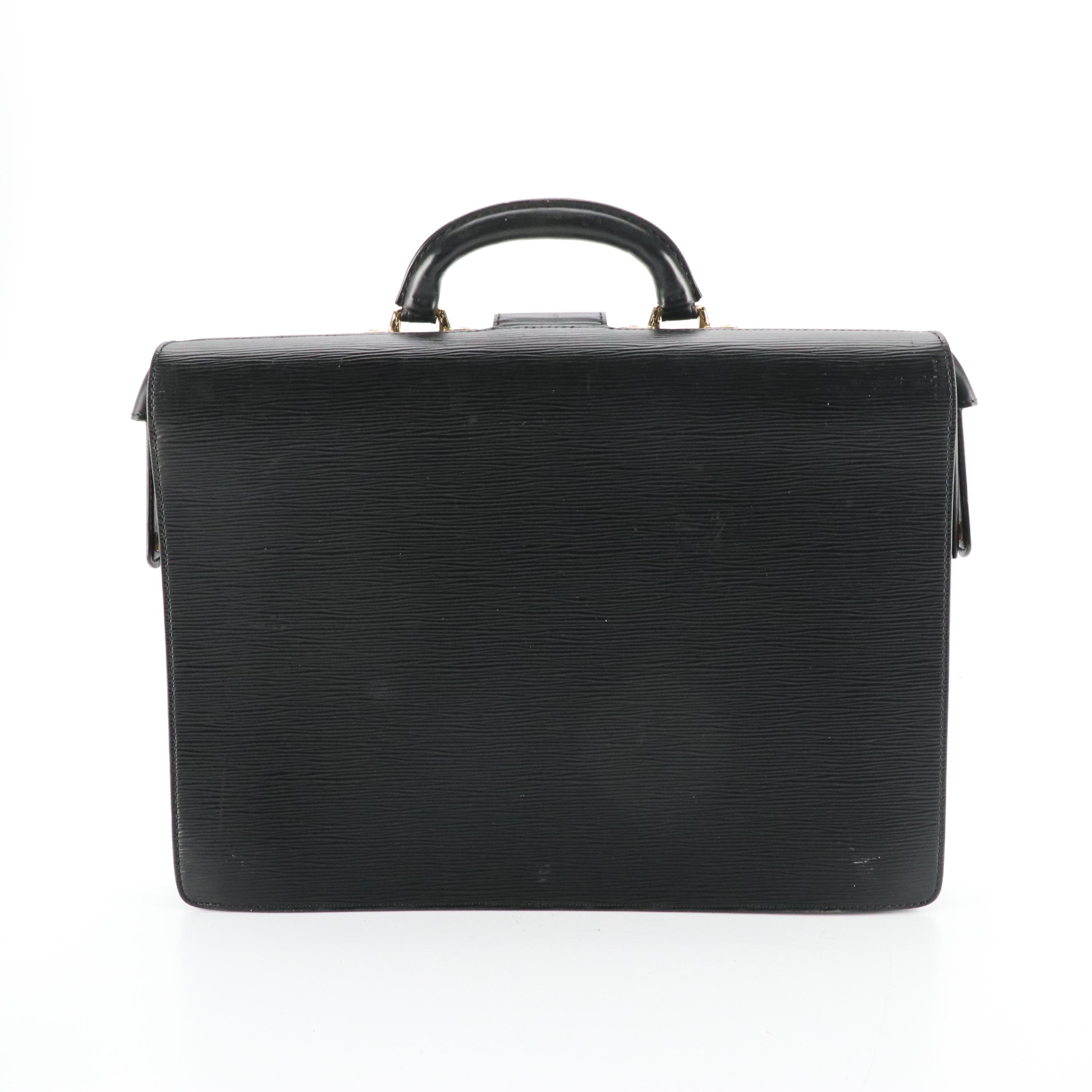Louis Vuitton Serviette Fermoir Briefcase in Black Epi Leather