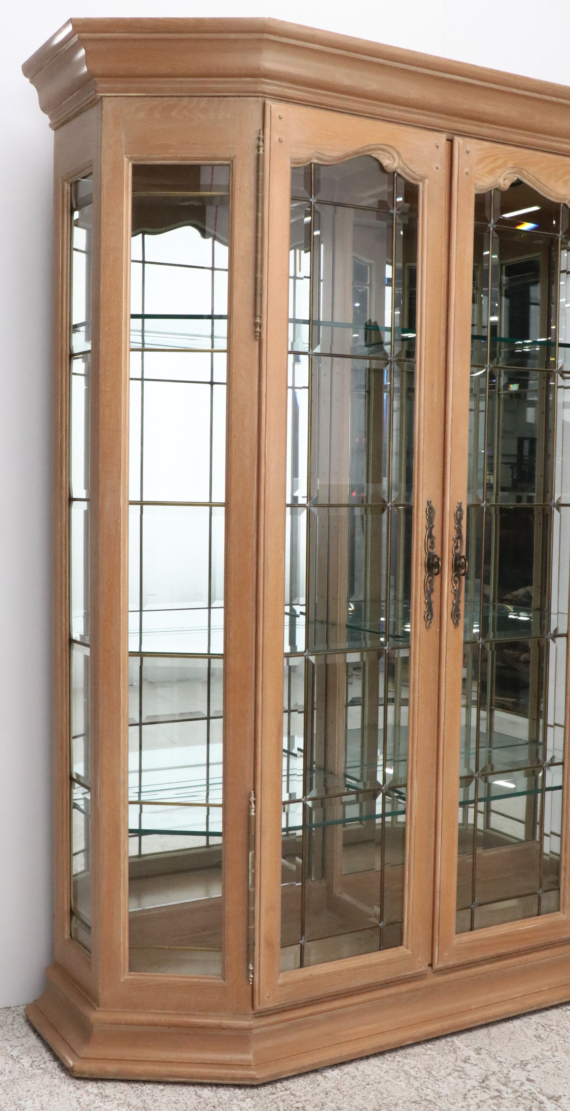 French Provincial Style Cerused Oak and Glass Display Cabinet