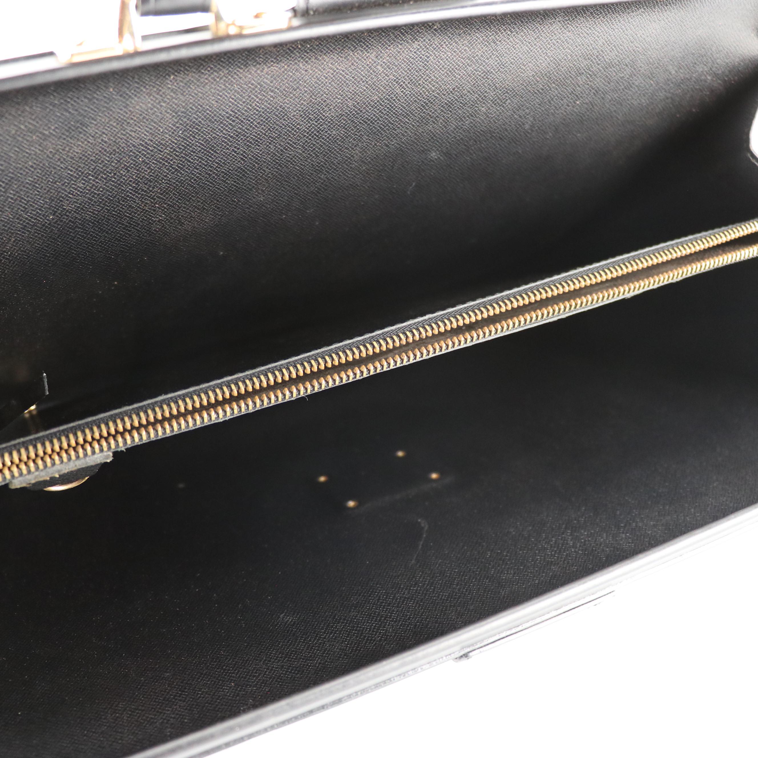 Louis Vuitton Serviette Fermoir Briefcase in Black Epi Leather