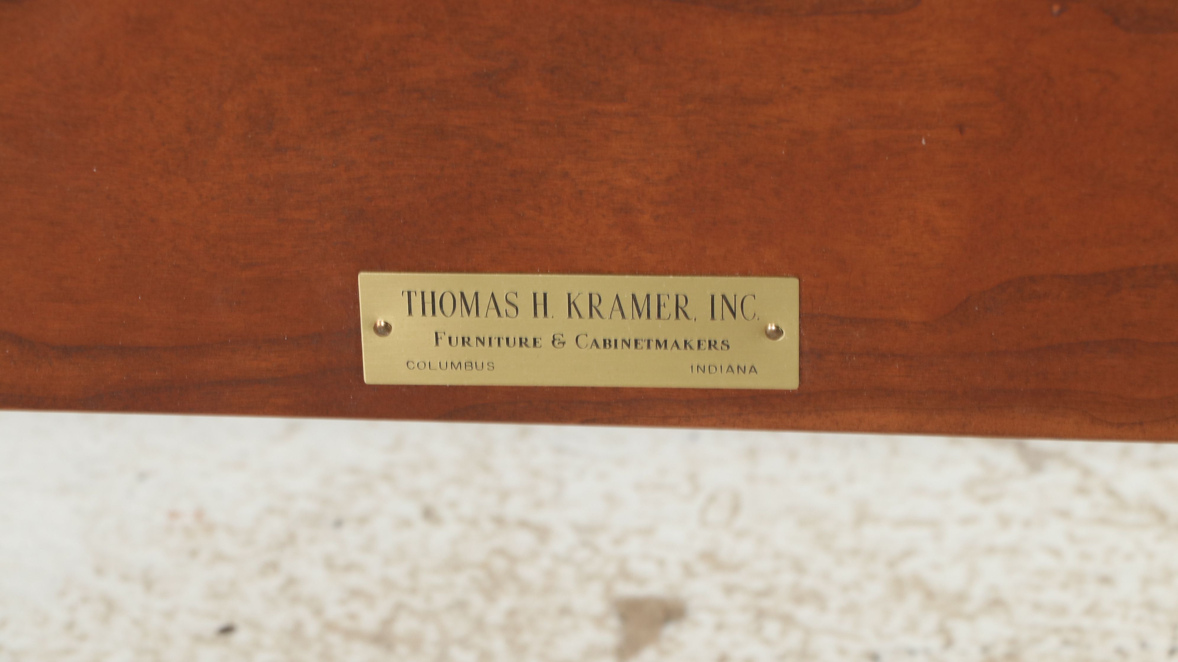 Pair of Thomas H. Kramer Federal Style Four-Poster Walnut Twin Bed Frames