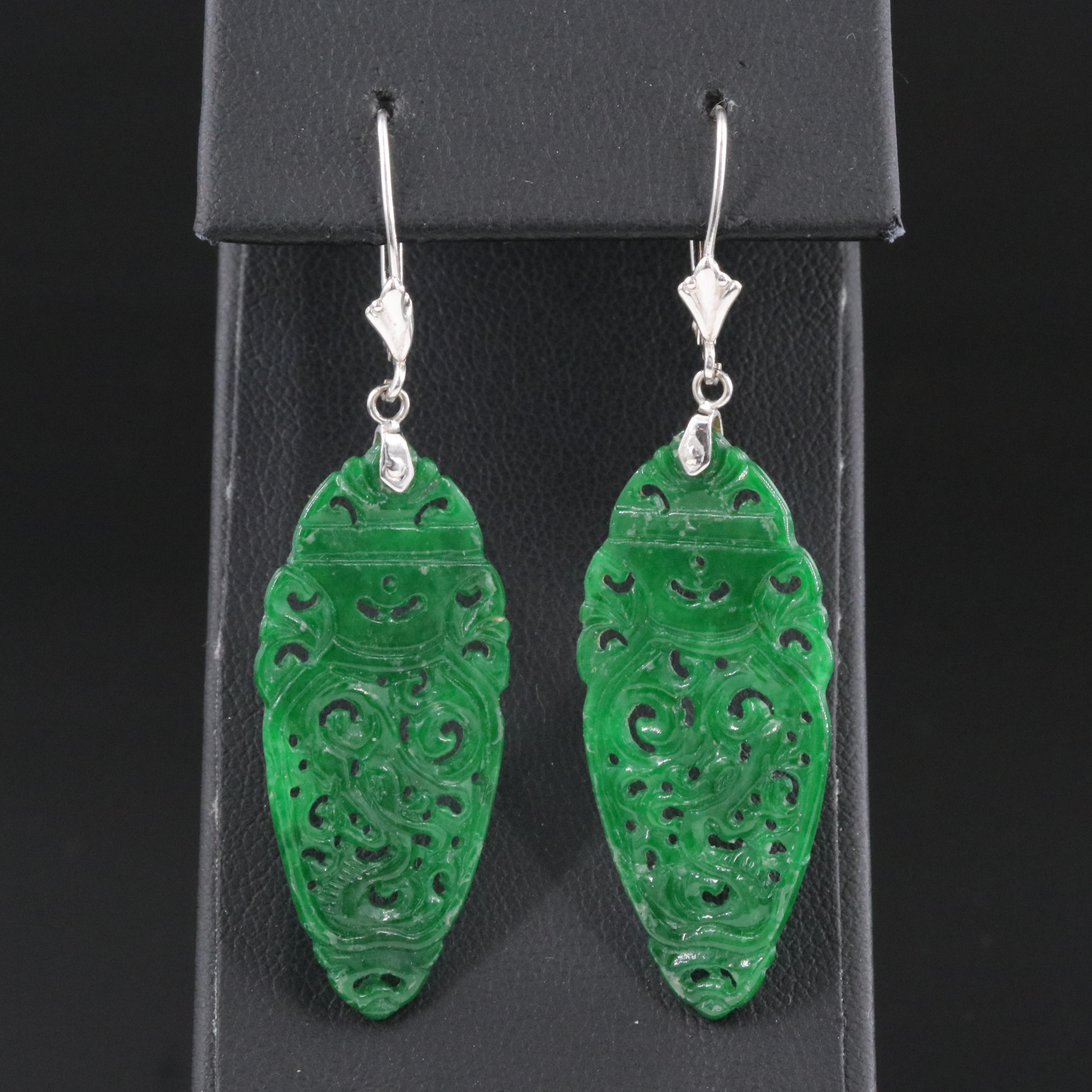 14K Carved Quartz Earrings