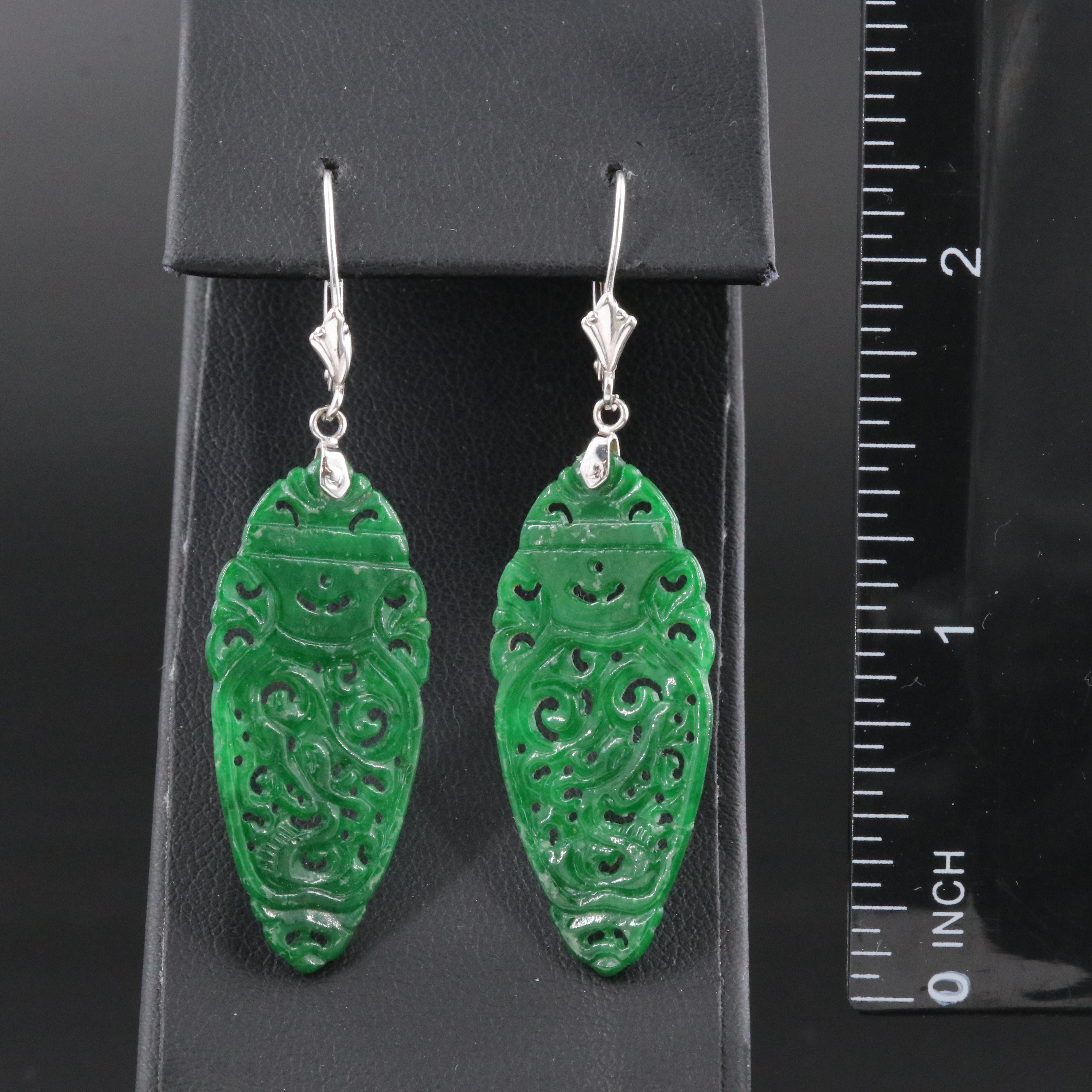 14K Carved Quartz Earrings