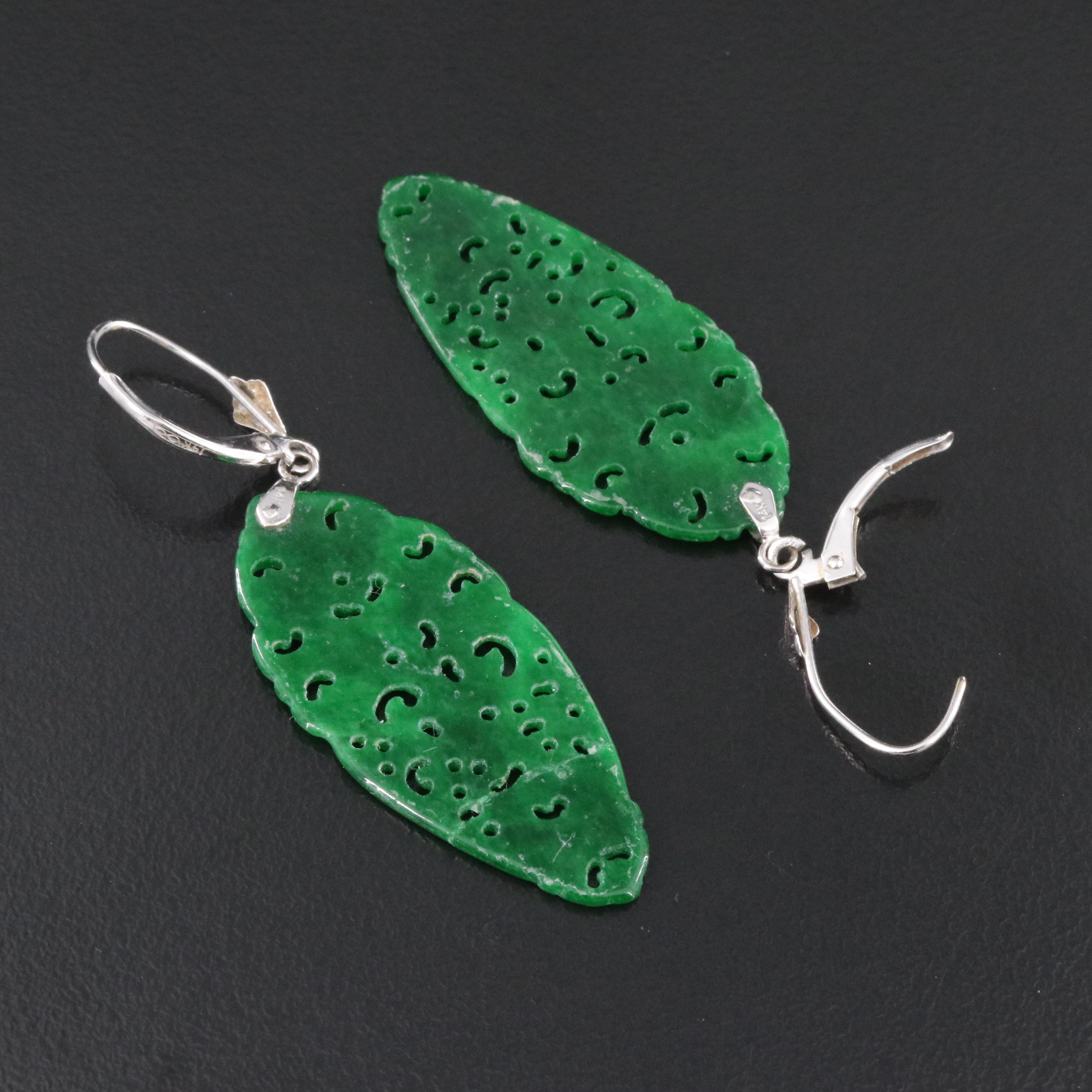 14K Carved Quartz Earrings