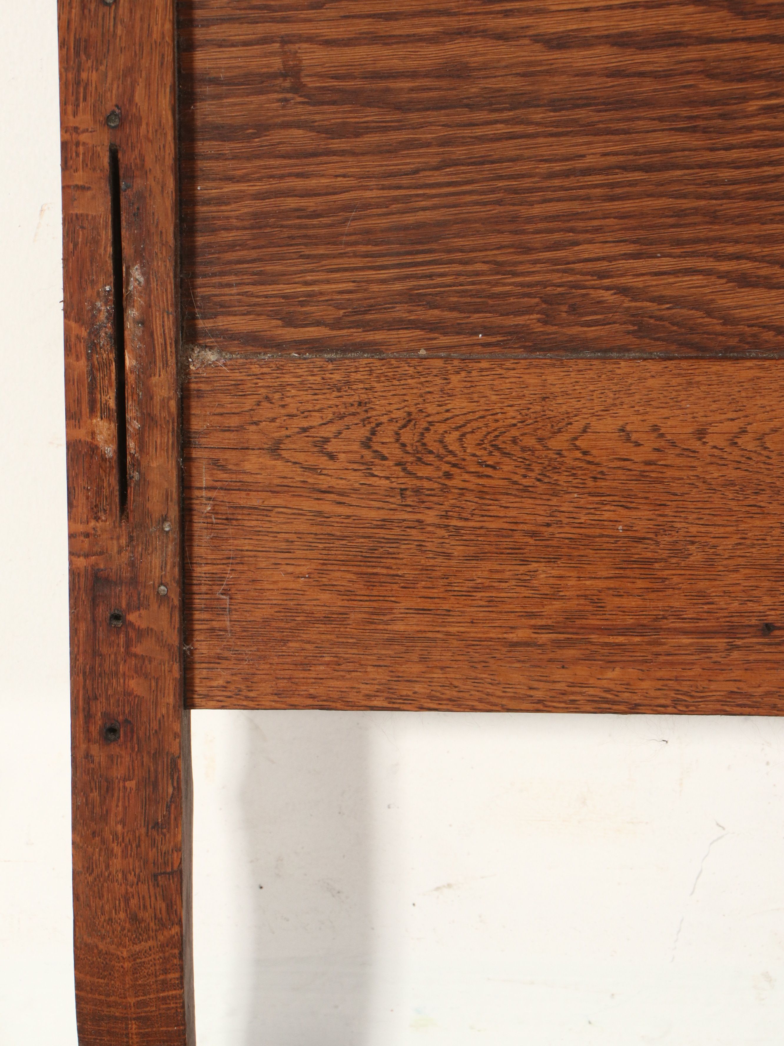 Edwardian Oak Full Size Sleigh Bed Frame, Early 20th Century