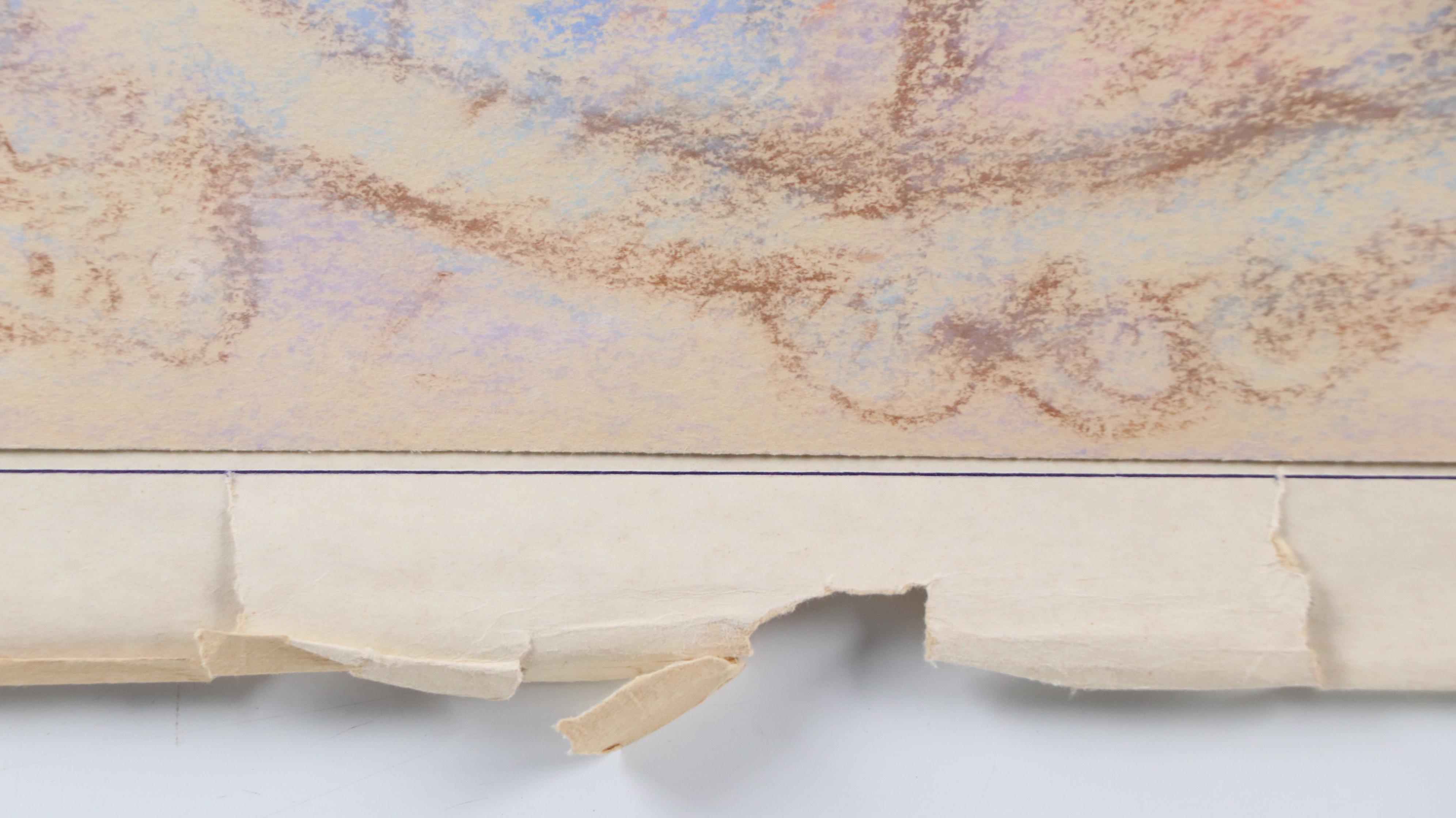 Anatoli Kaplan Oil Pastel Drawings of Portrait and Floral Still Life, 1977