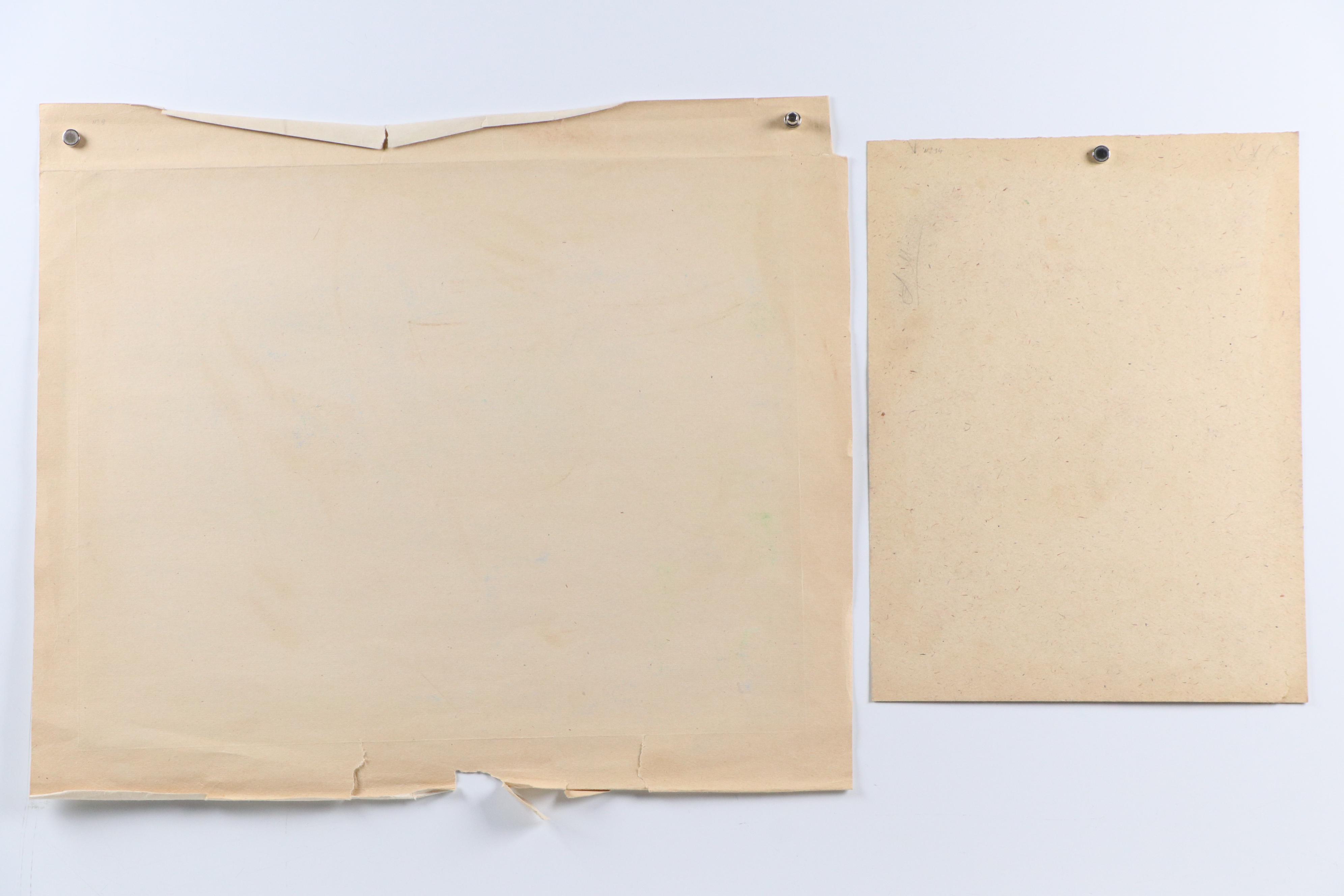 Anatoli Kaplan Oil Pastel Drawings of Portrait and Floral Still Life, 1977