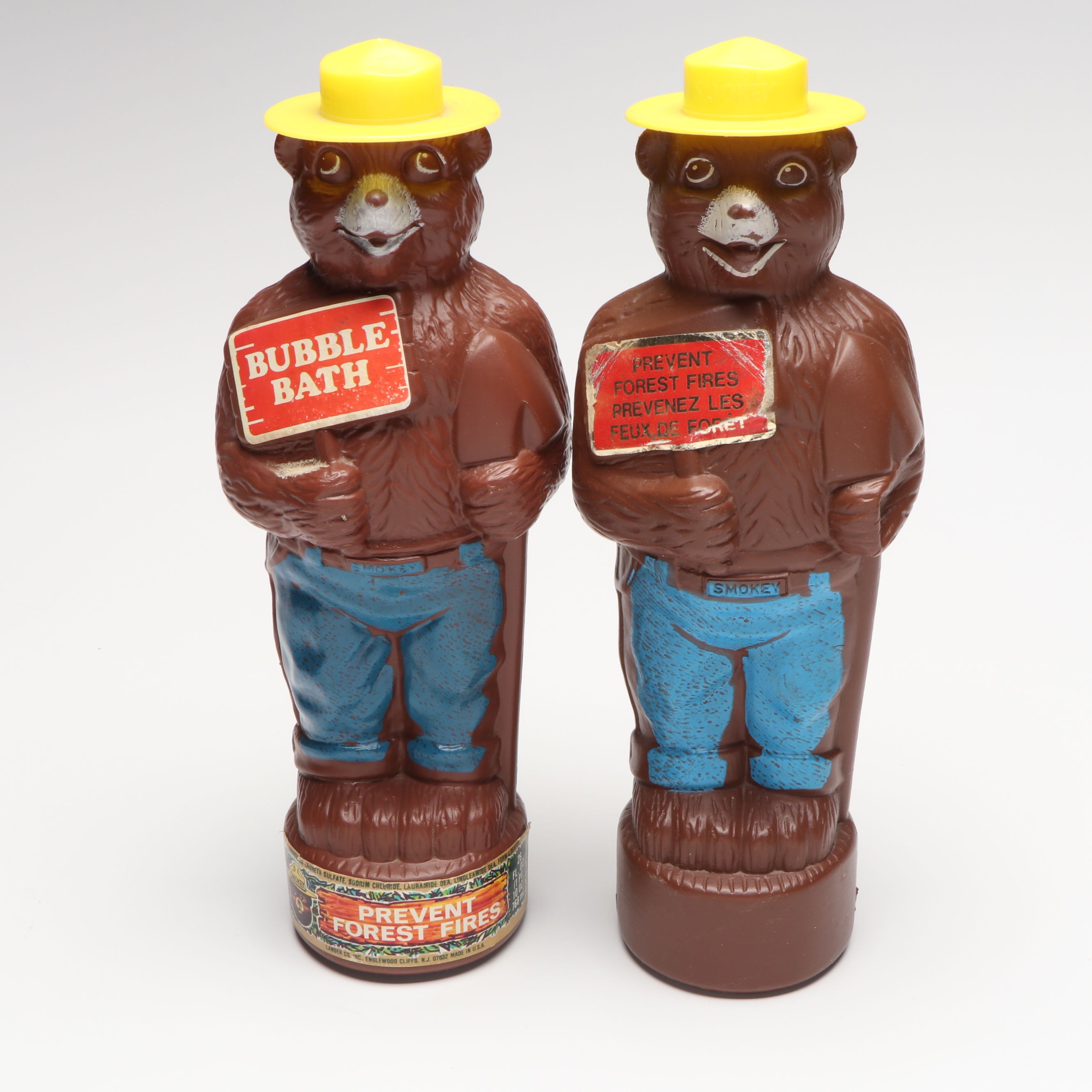 Play Pal Plastic Smokey the  Bear Bank with "Soaky" and More Bubble Bath Bottles