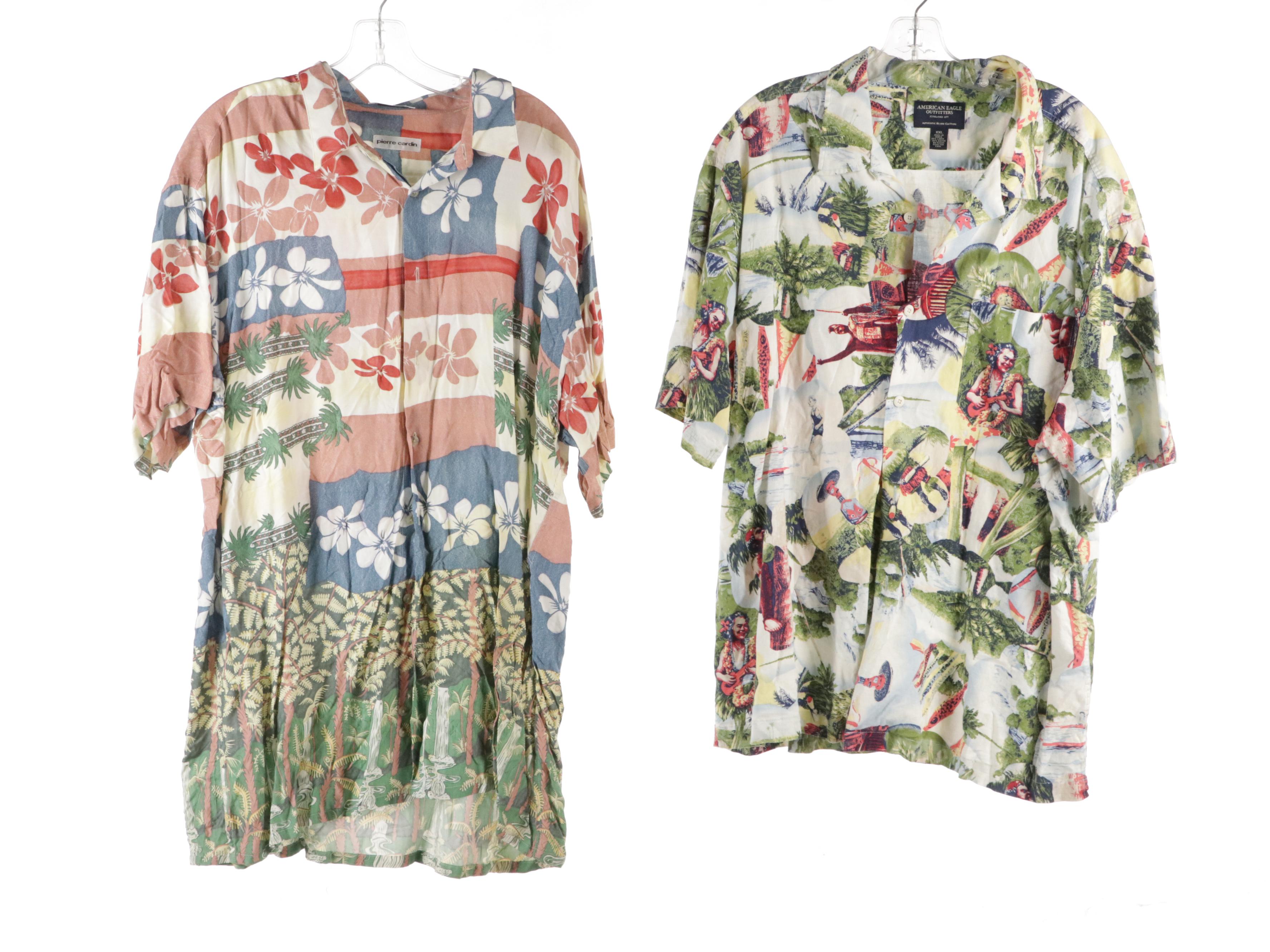 Men's Hawaiian Printed Shirts Including Pierre Cardin, Tommy Hilfiger, and More