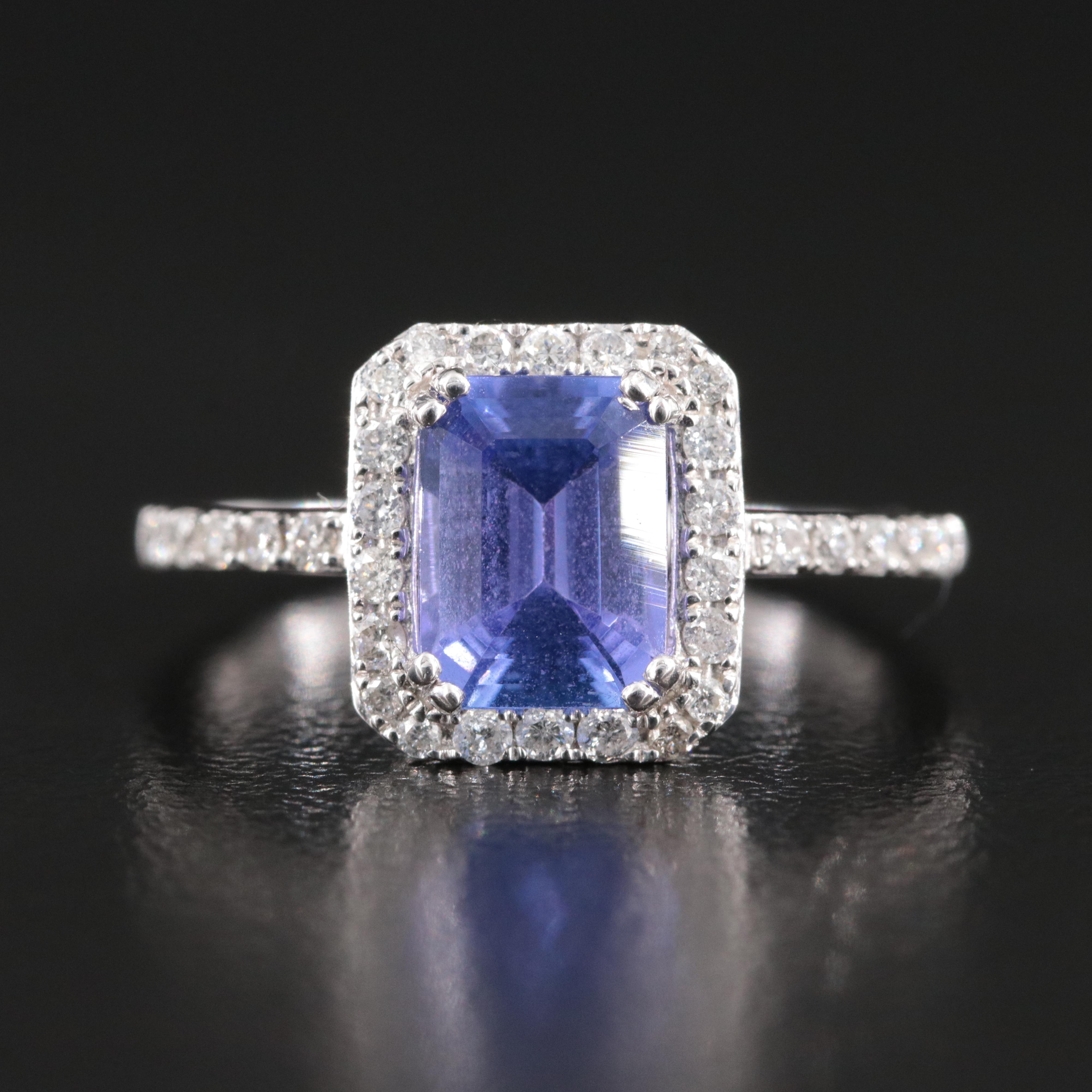 14K Tanzanite and Diamond Halo Ring
