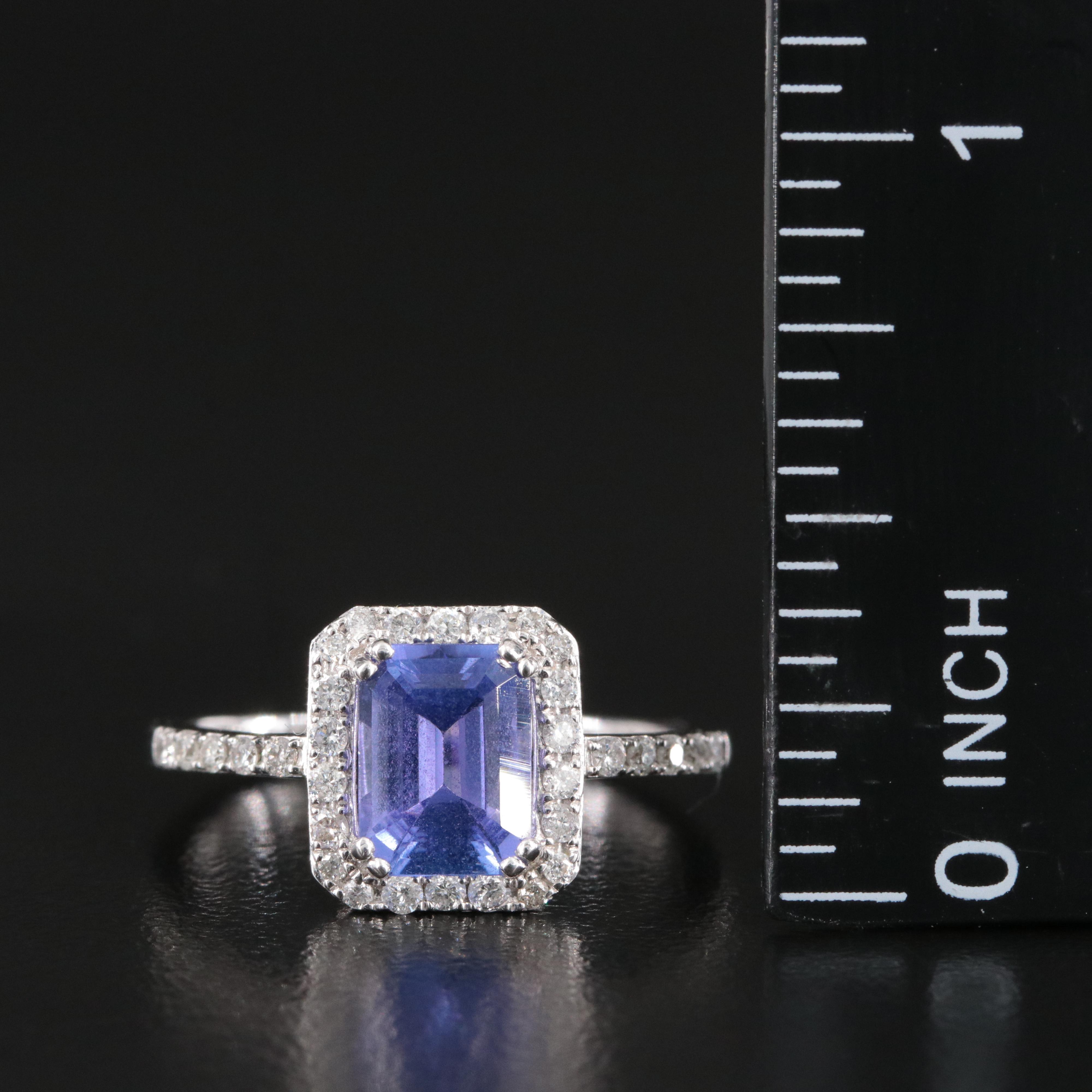 14K Tanzanite and Diamond Halo Ring