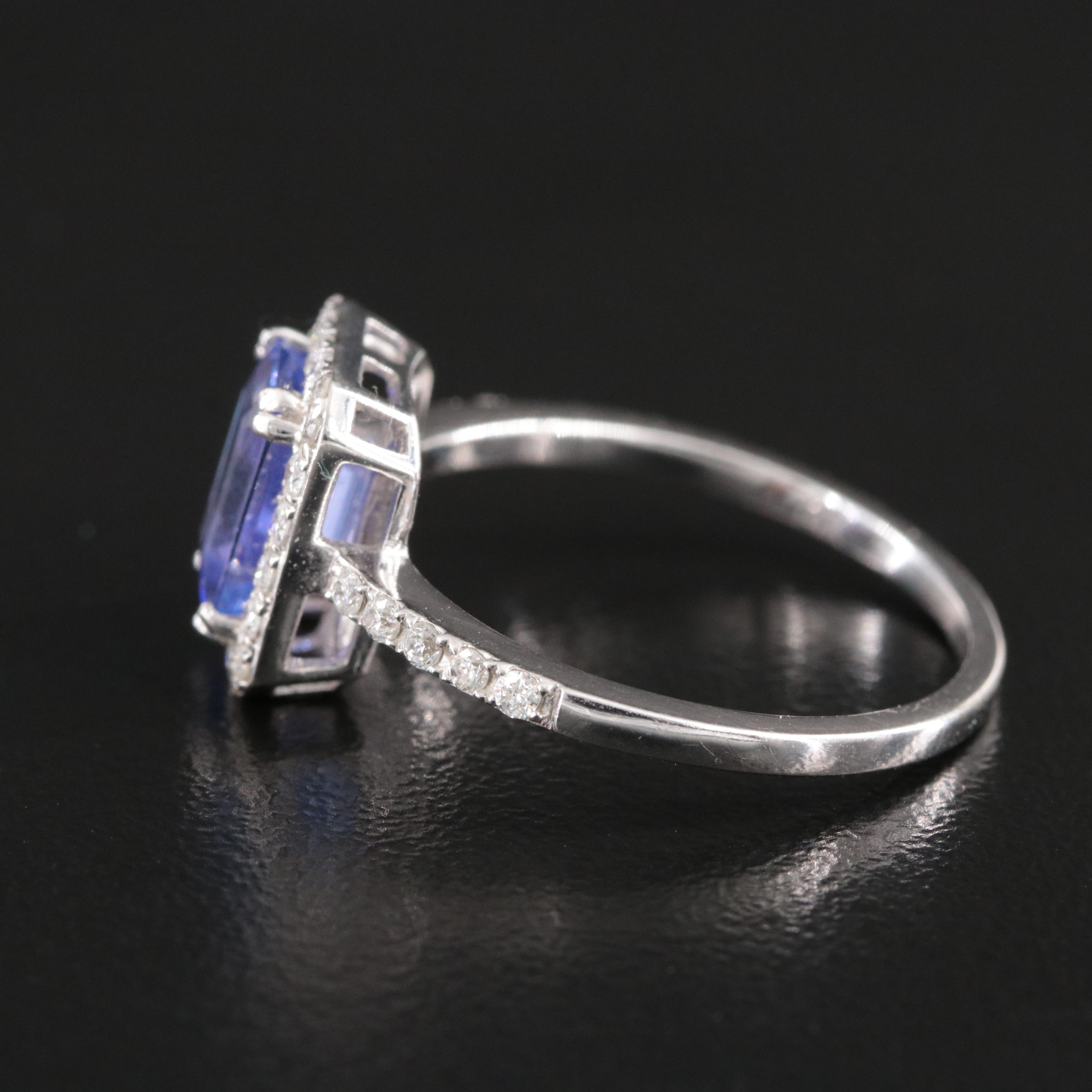 14K Tanzanite and Diamond Halo Ring