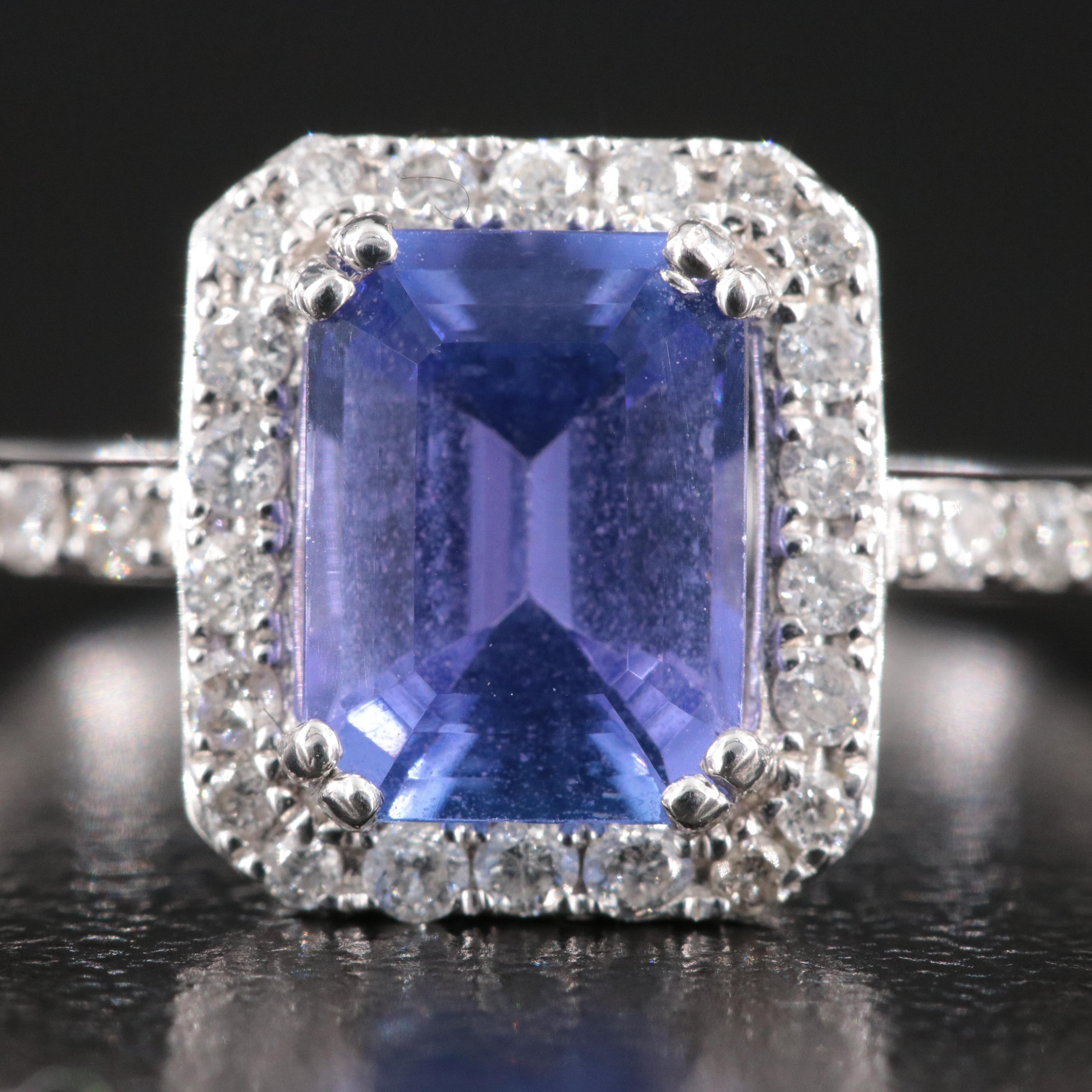 14K Tanzanite and Diamond Halo Ring