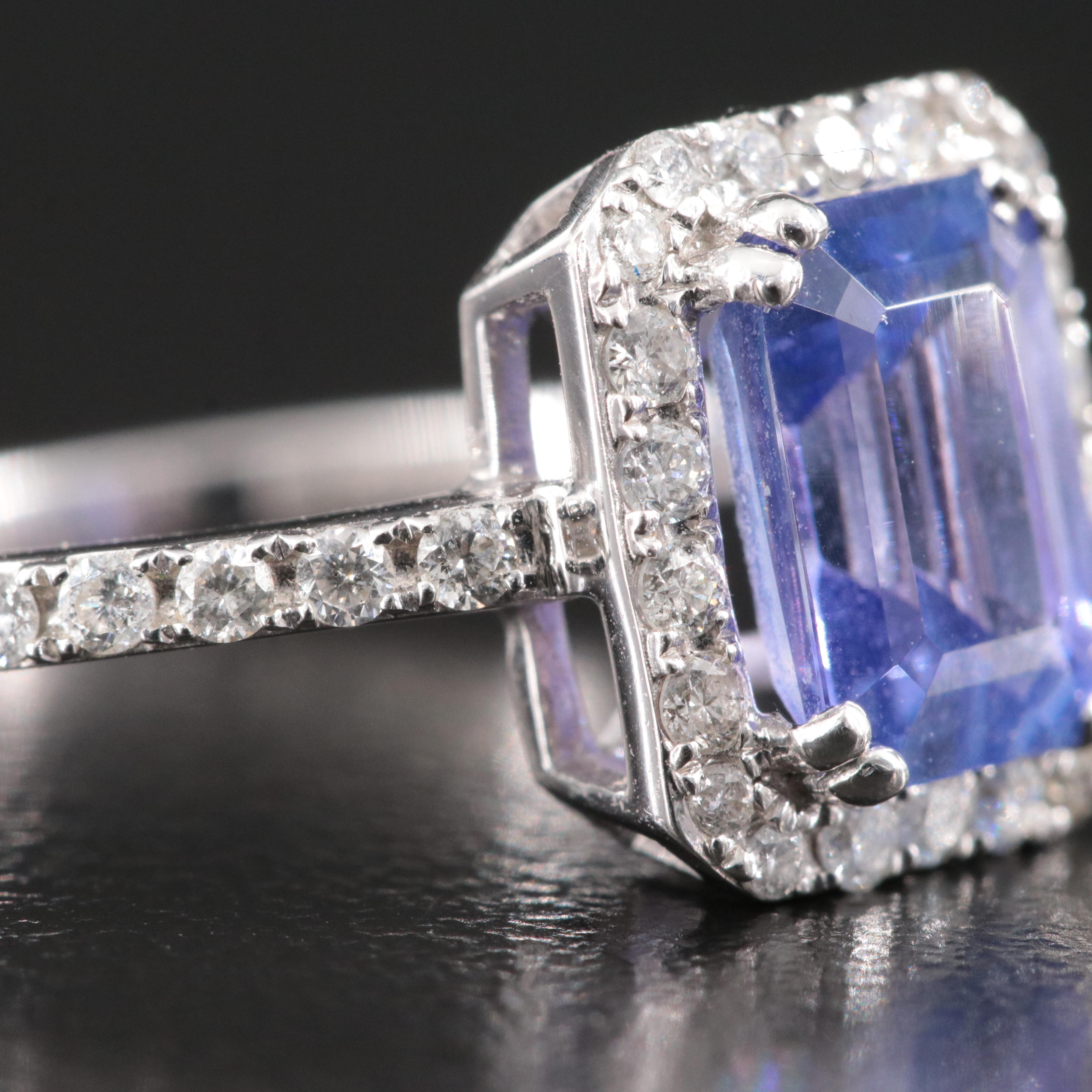 14K Tanzanite and Diamond Halo Ring