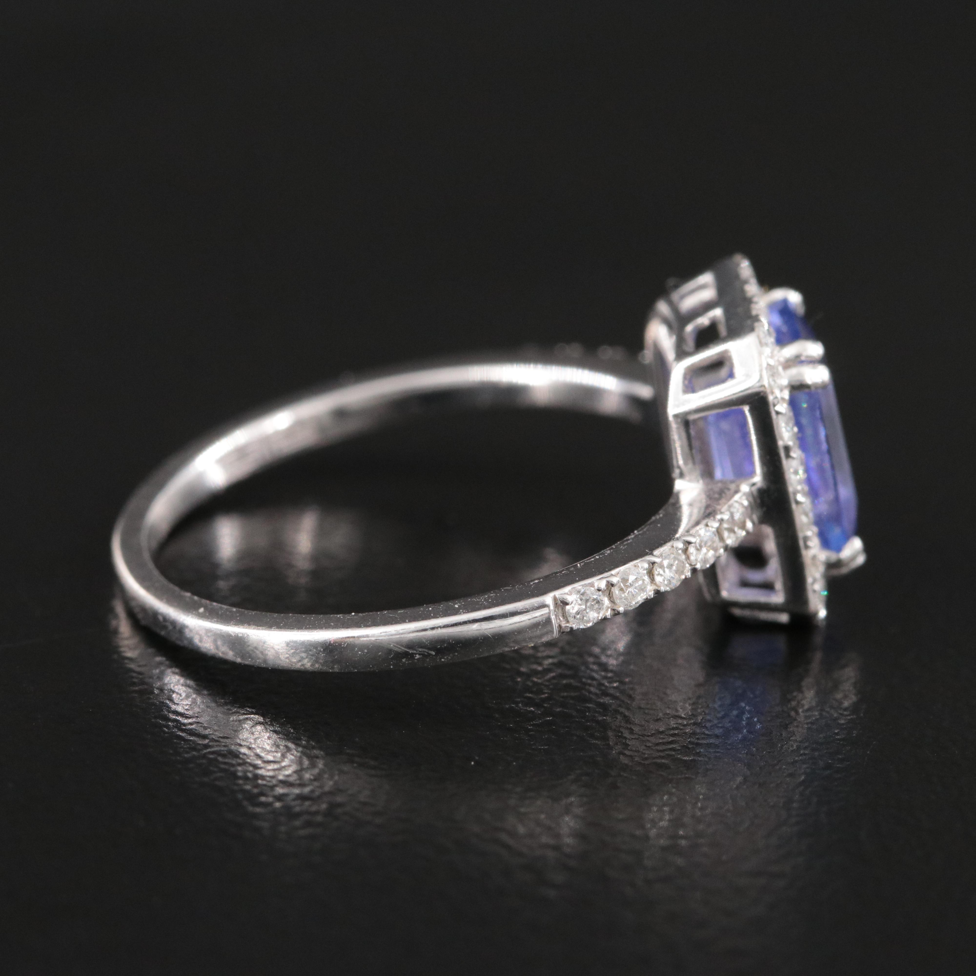 14K Tanzanite and Diamond Halo Ring