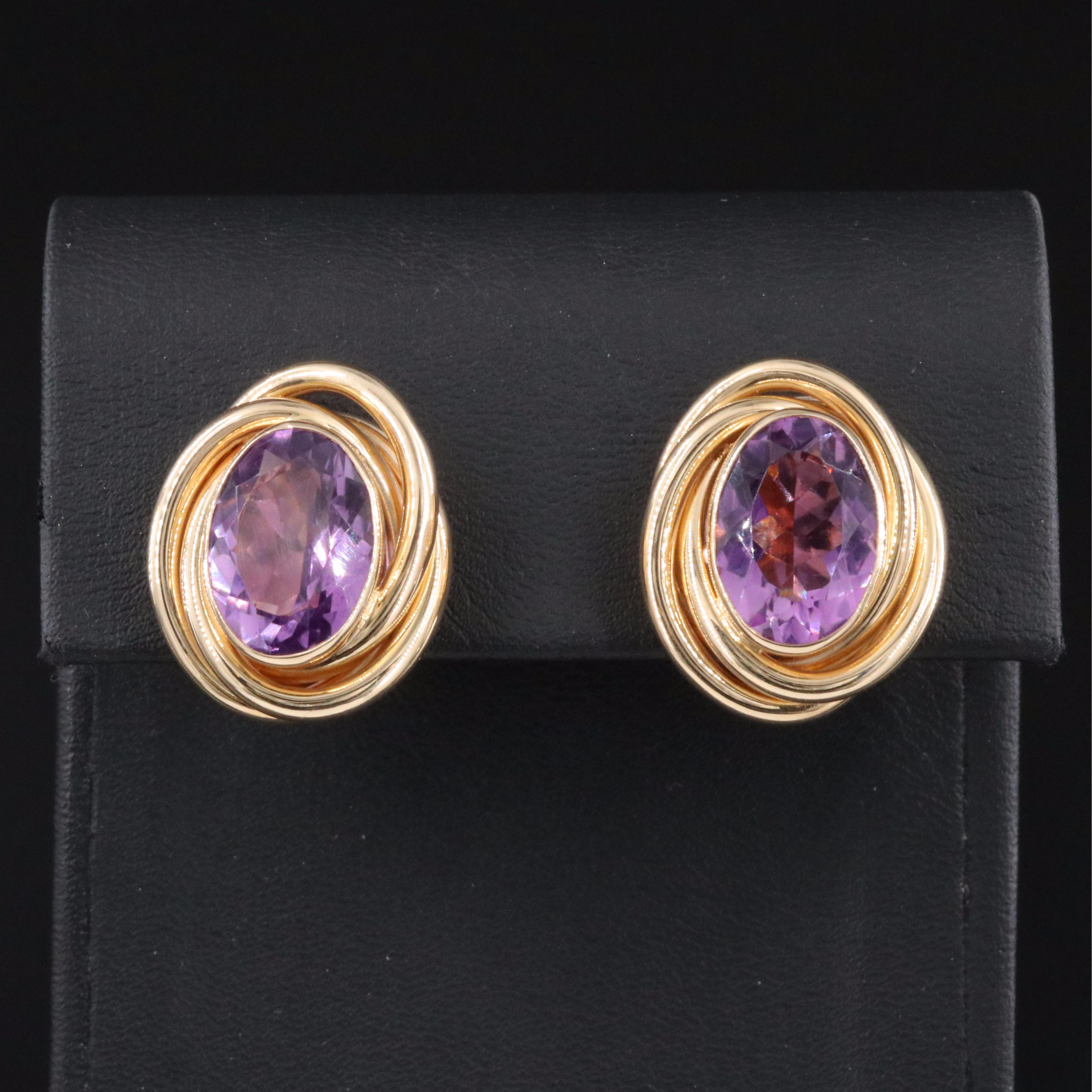 14K Amethyst Love Knot Earrings
