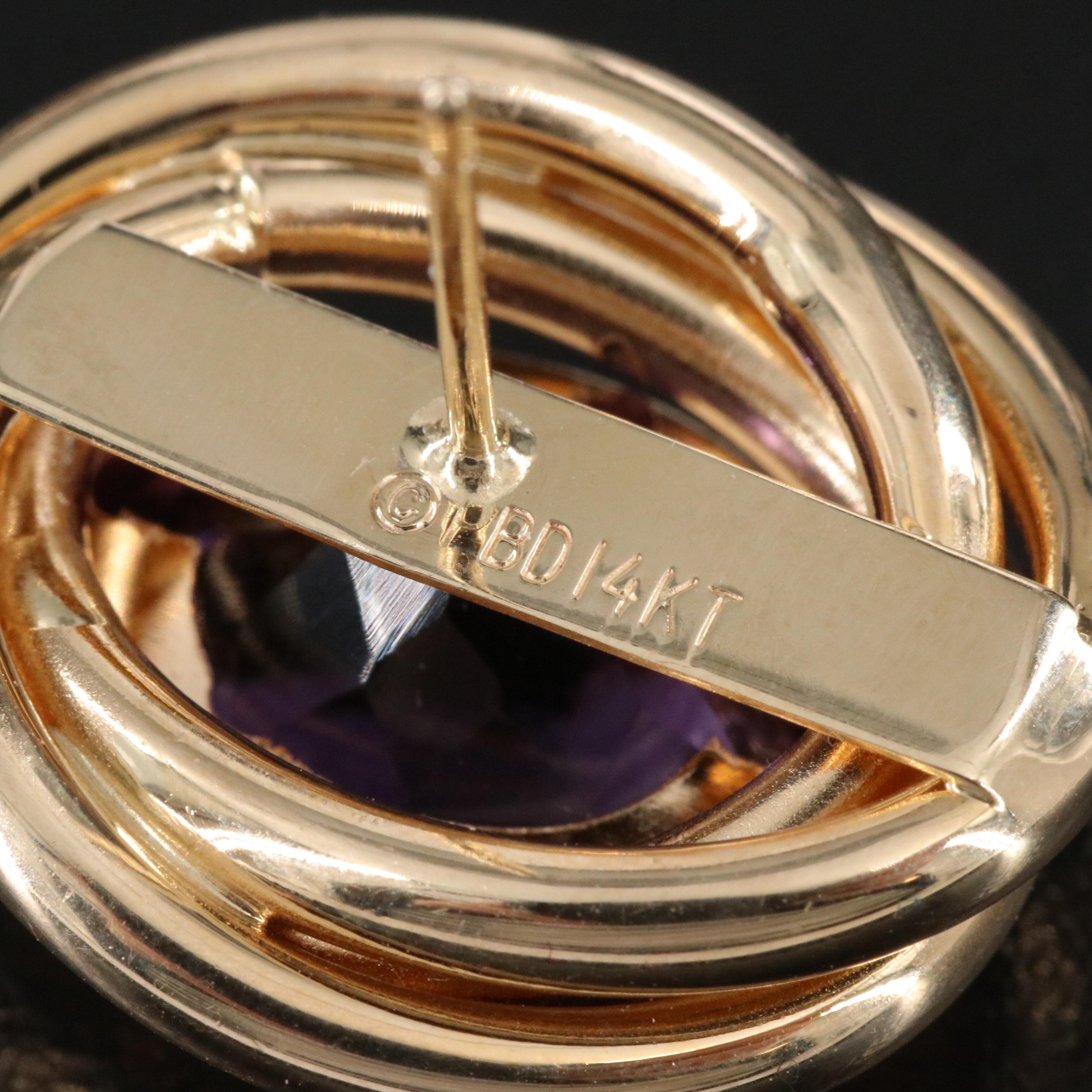 14K Amethyst Love Knot Earrings