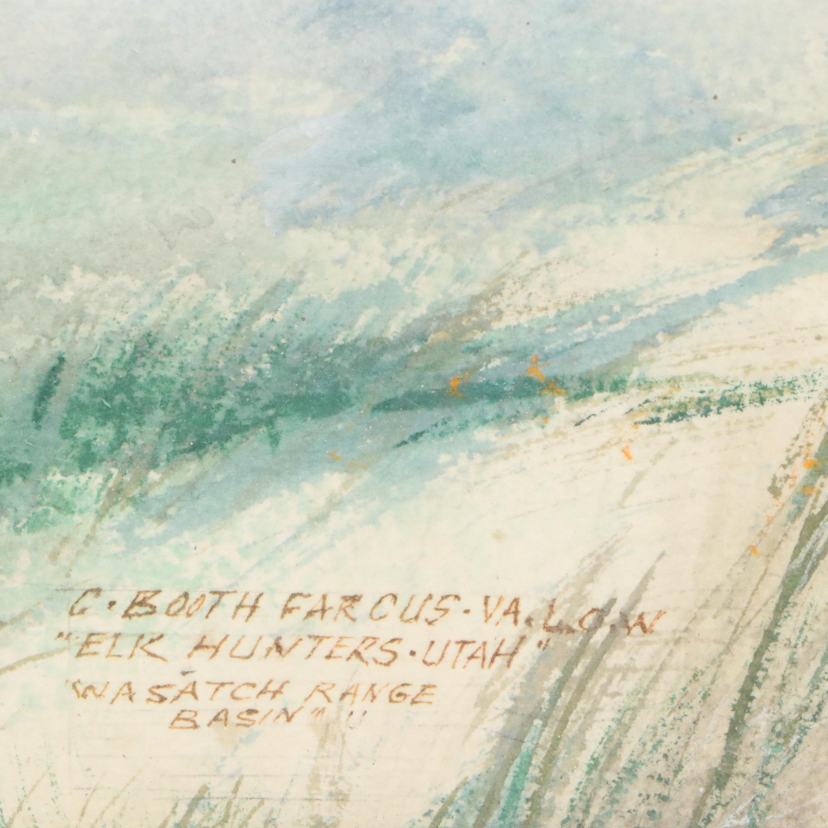 C. Booth Farcus Watercolor Painting "Elk Hunters," Mid-20th Century