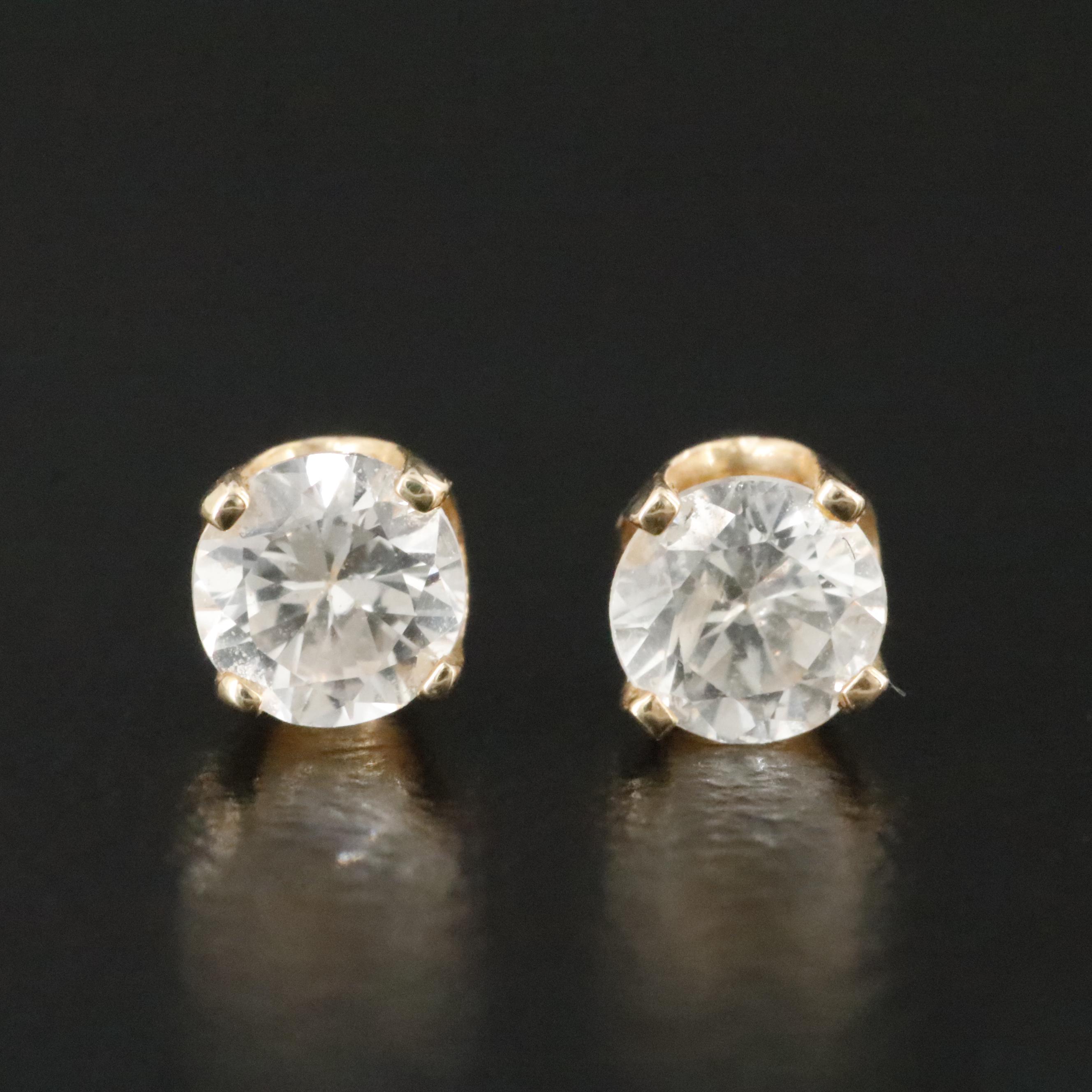 14K White Sapphire Stud Earrings
