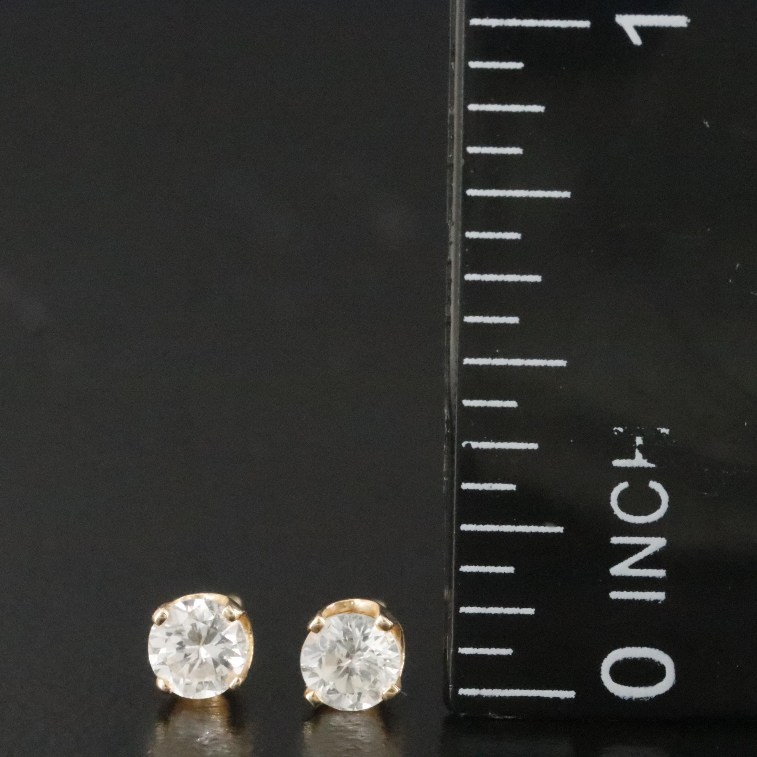 14K White Sapphire Stud Earrings