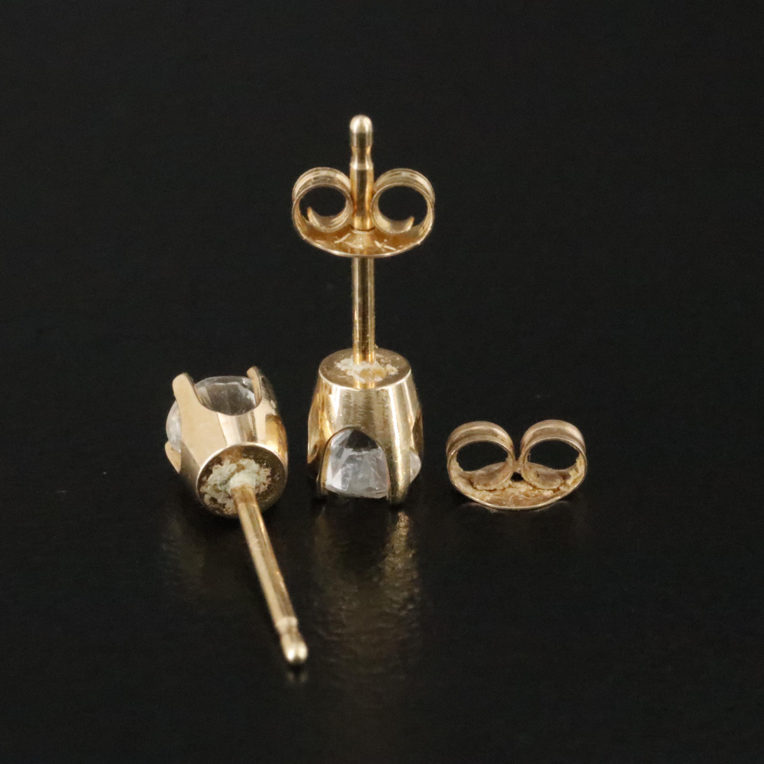 14K White Sapphire Stud Earrings