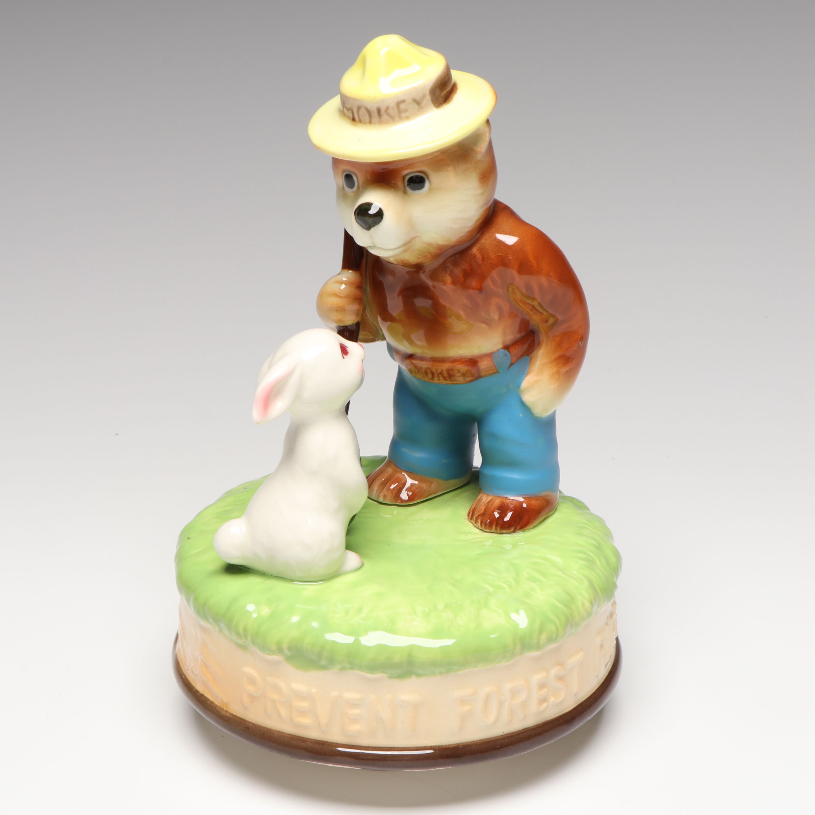 Smokey the Bear "Prevent Forest Fires" Rotating Ceramic Music Box