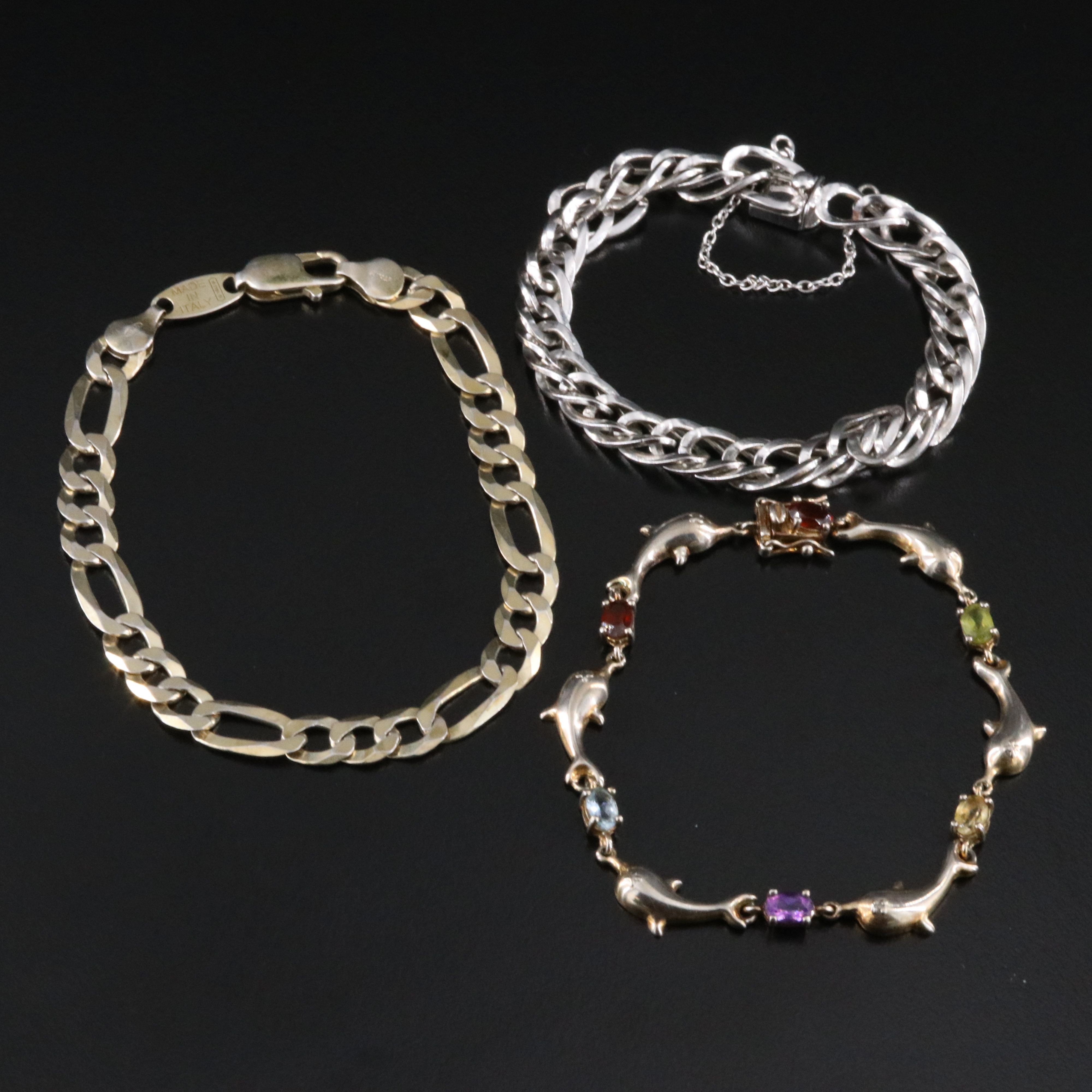 Sterling Bracelet Collection with Amethyst, Garnet and Peridot