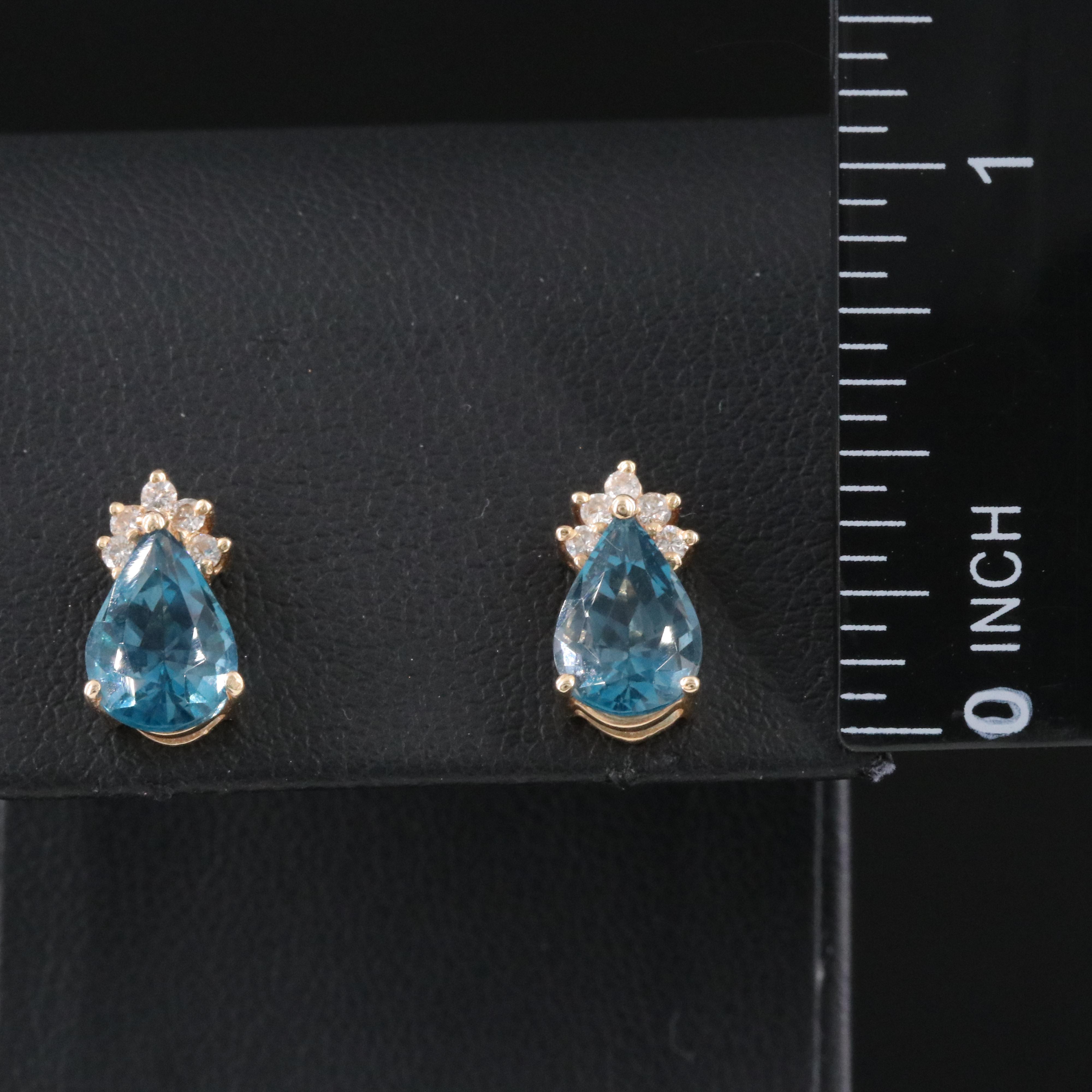 14K Blue Topaz and Diamond Earrings