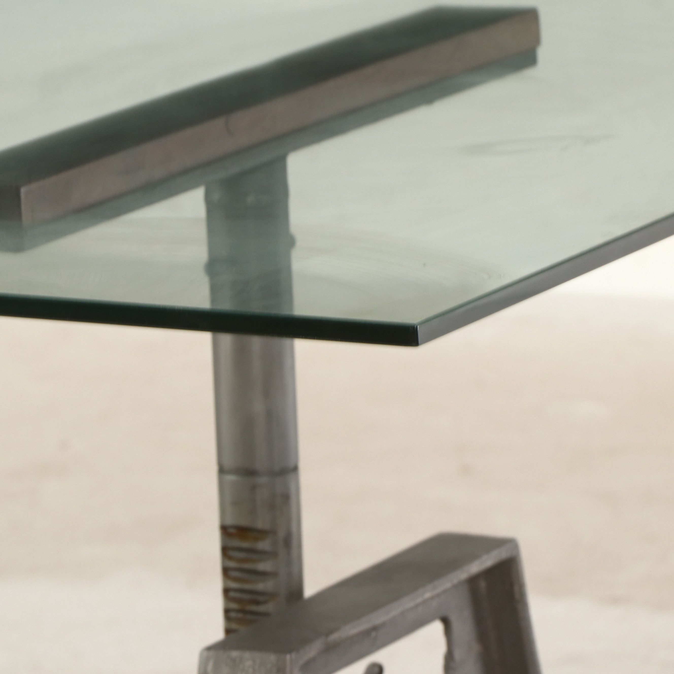 Arhaus "Industrial Crank" Metal Desk with Glass Top