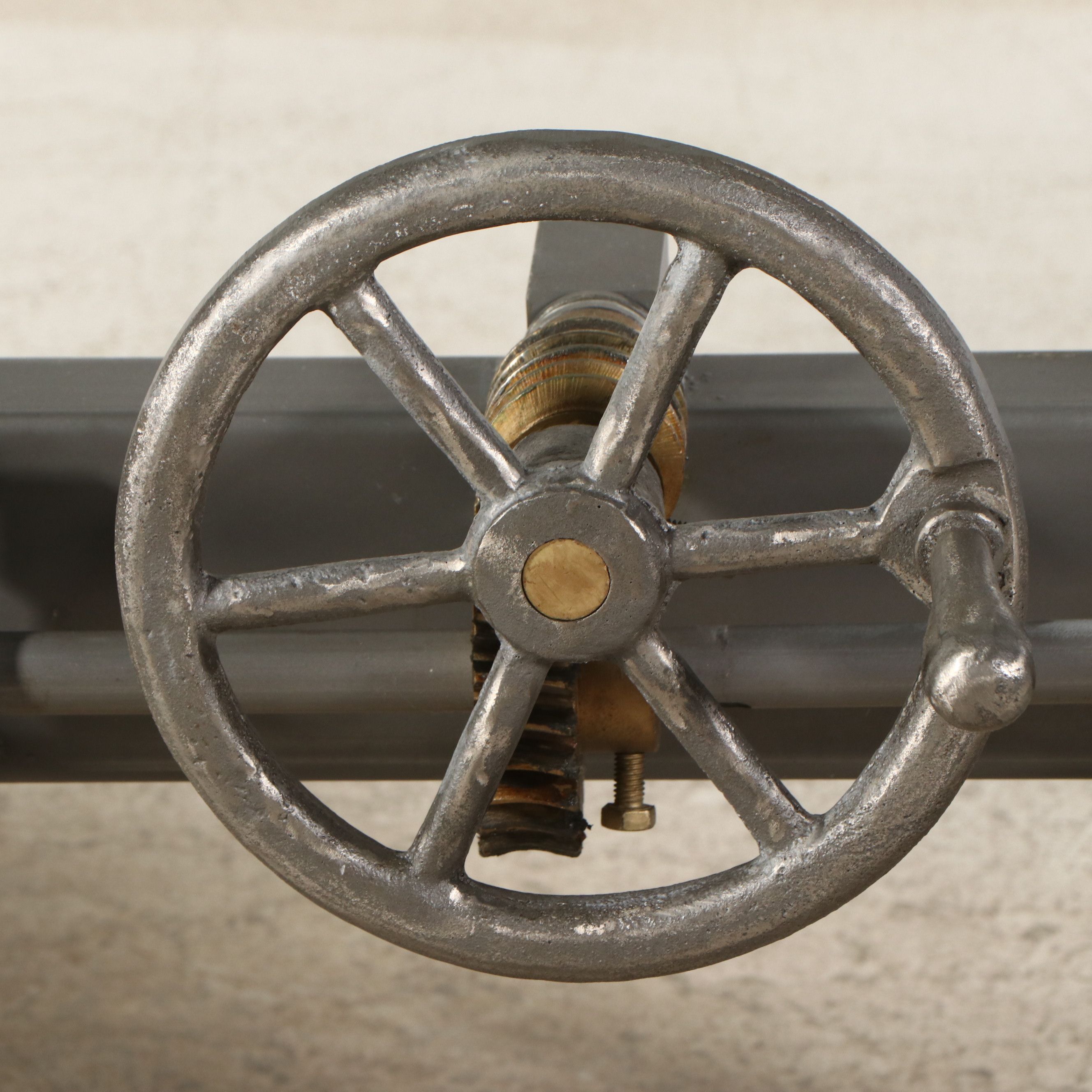 Arhaus "Industrial Crank" Metal Desk with Glass Top