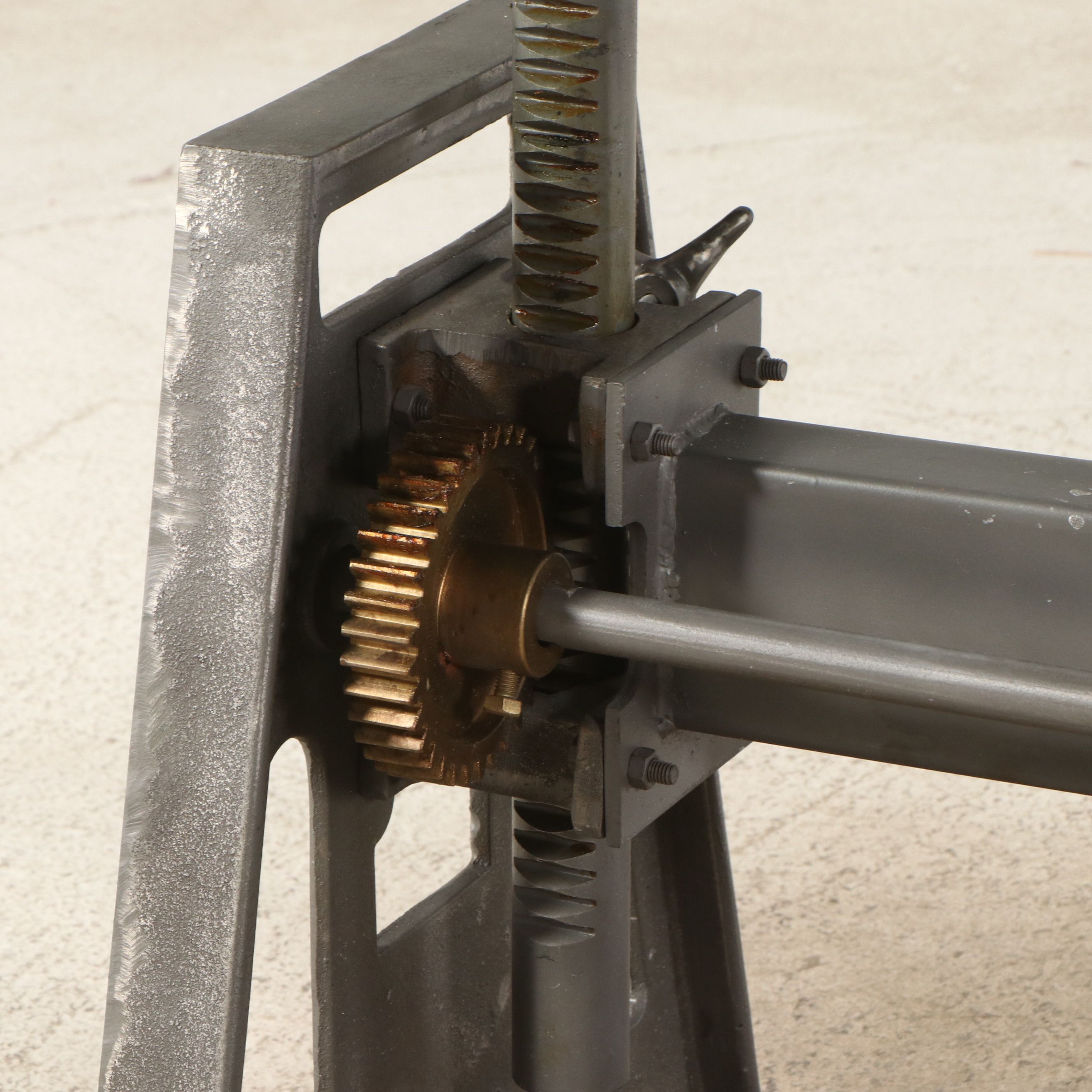 Arhaus "Industrial Crank" Metal Desk with Glass Top