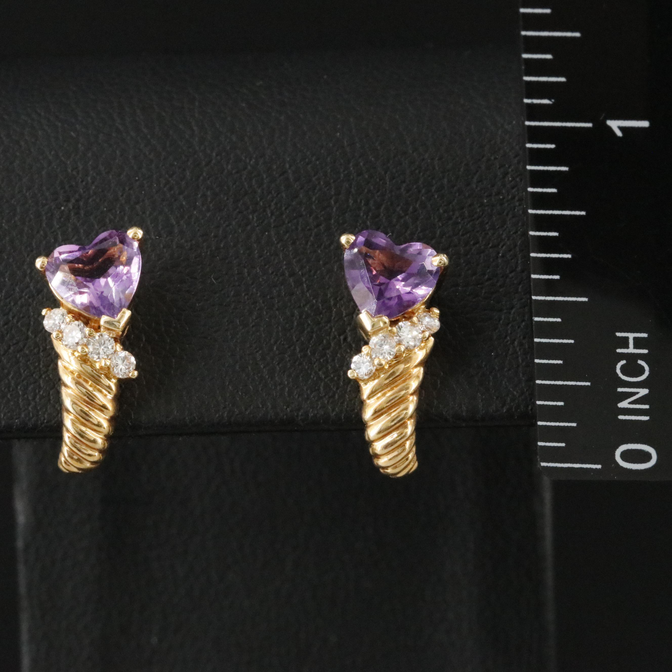 18K Amethyst and Diamond Earrings
