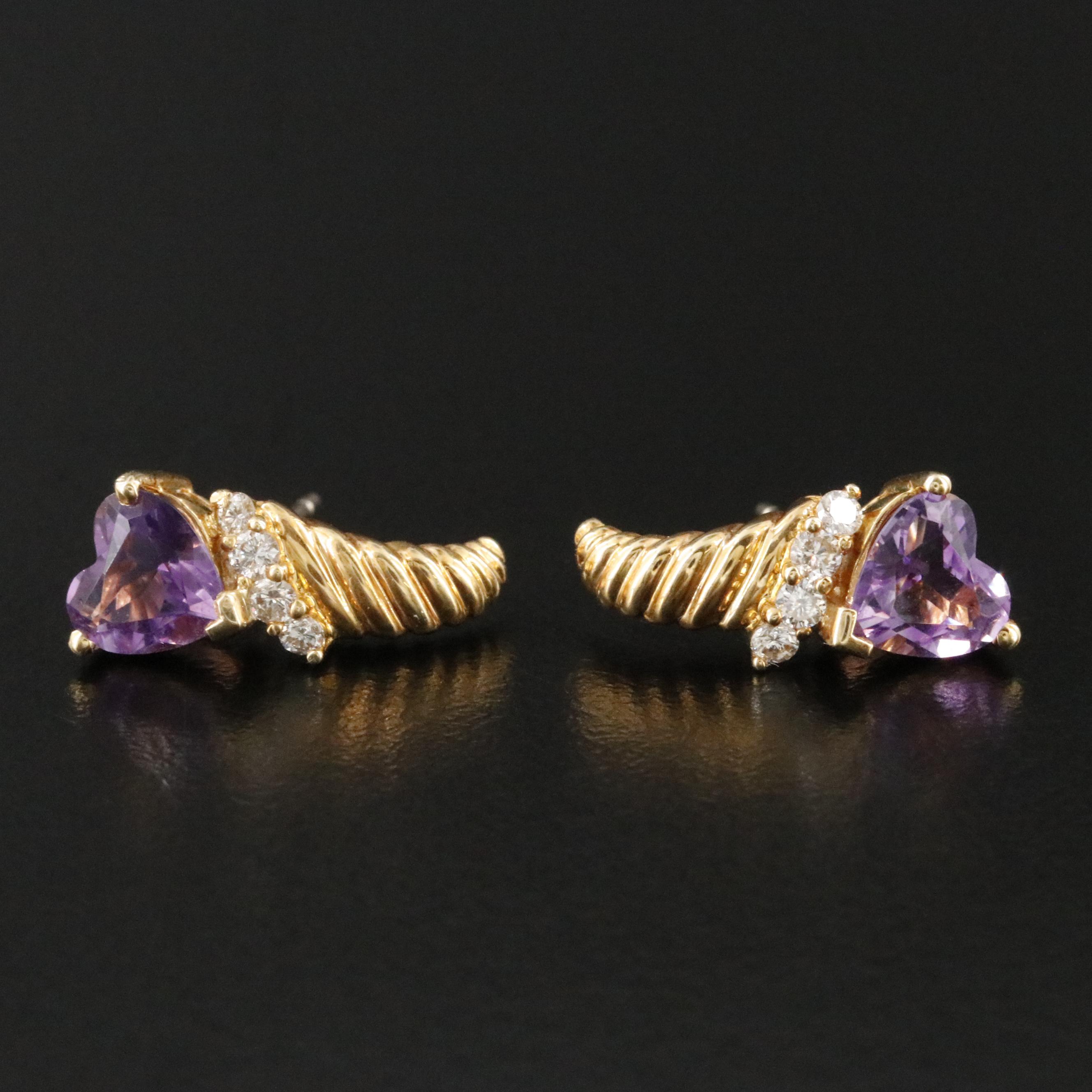 18K Amethyst and Diamond Earrings
