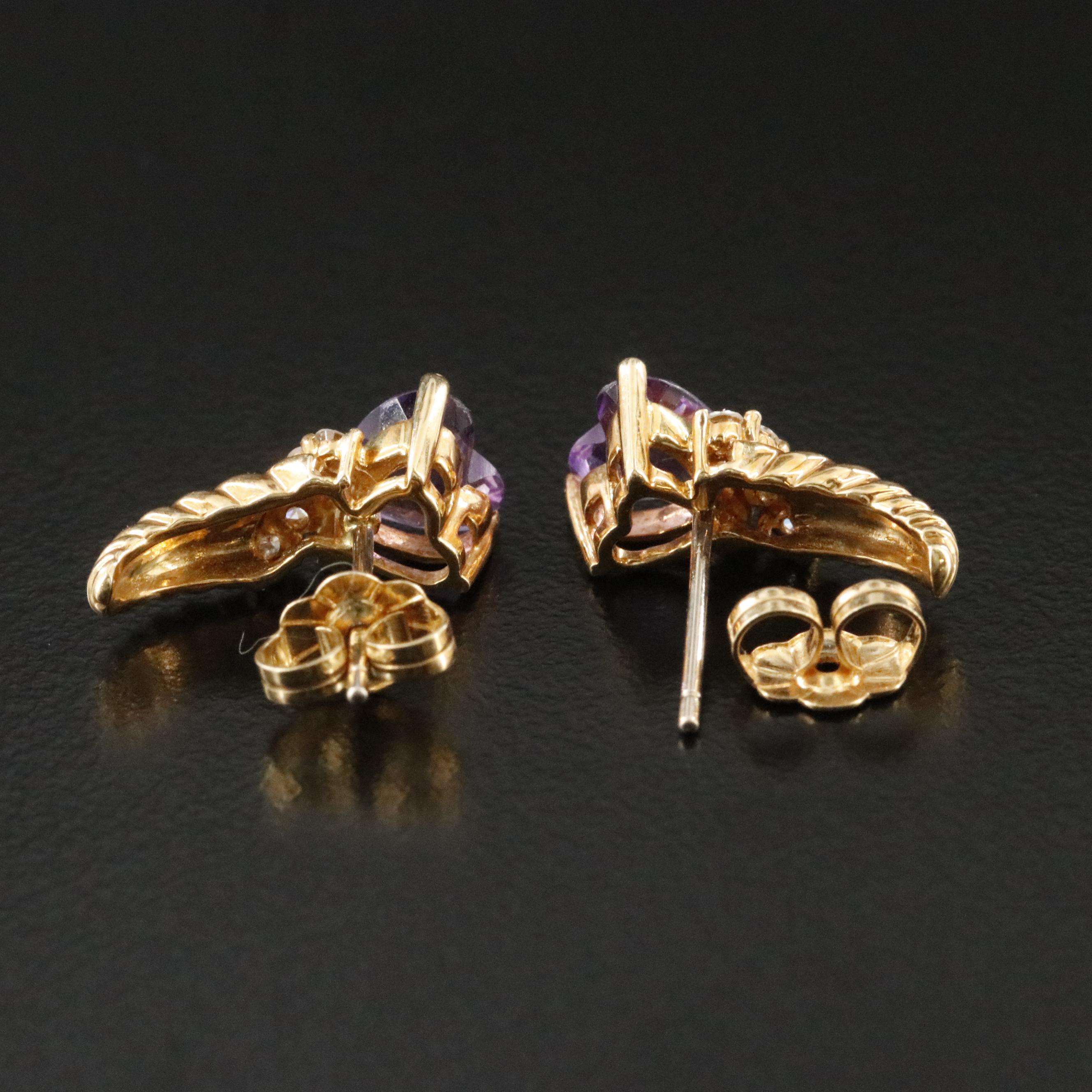 18K Amethyst and Diamond Earrings