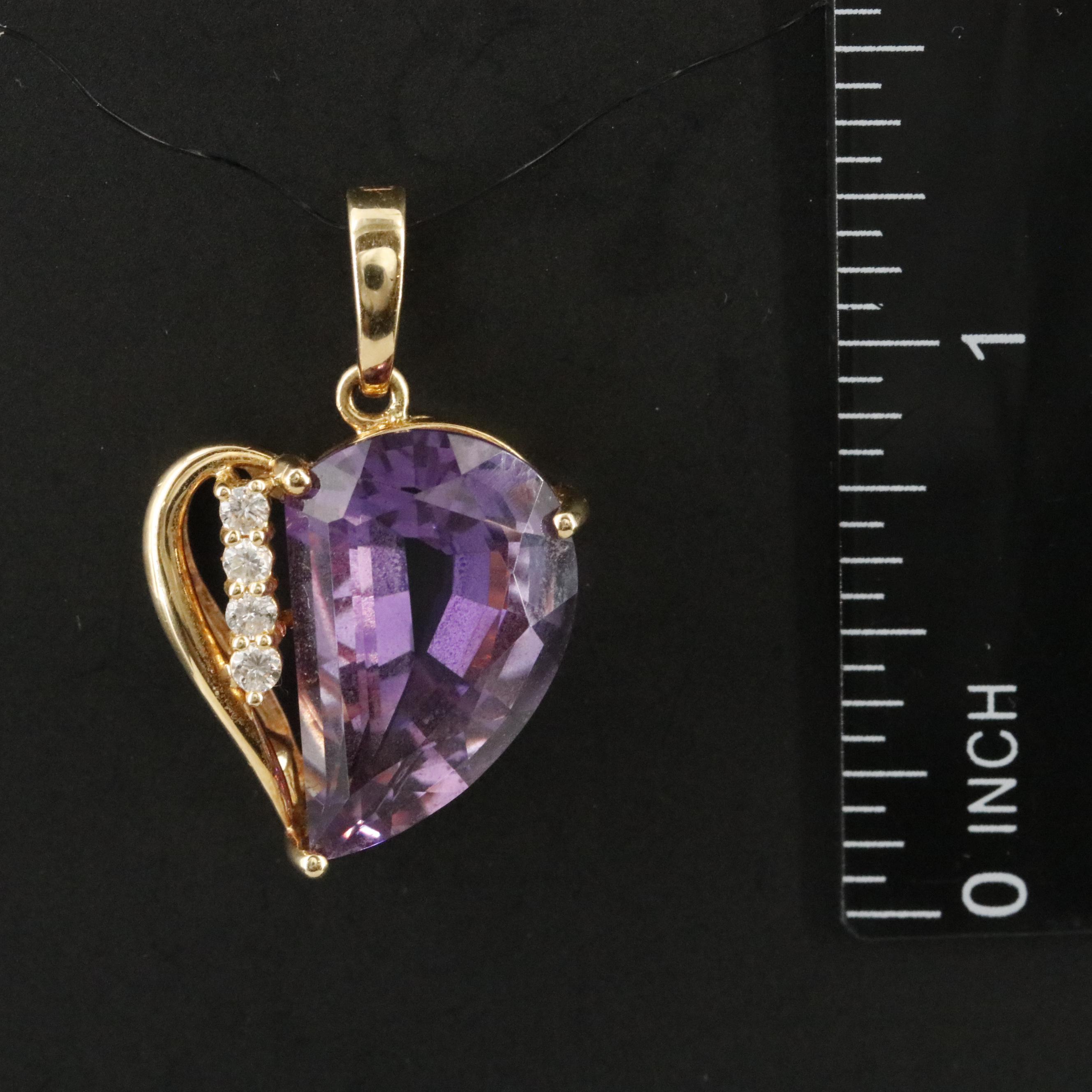 18K Amethyst and Diamond Heart Enhancer Pendant