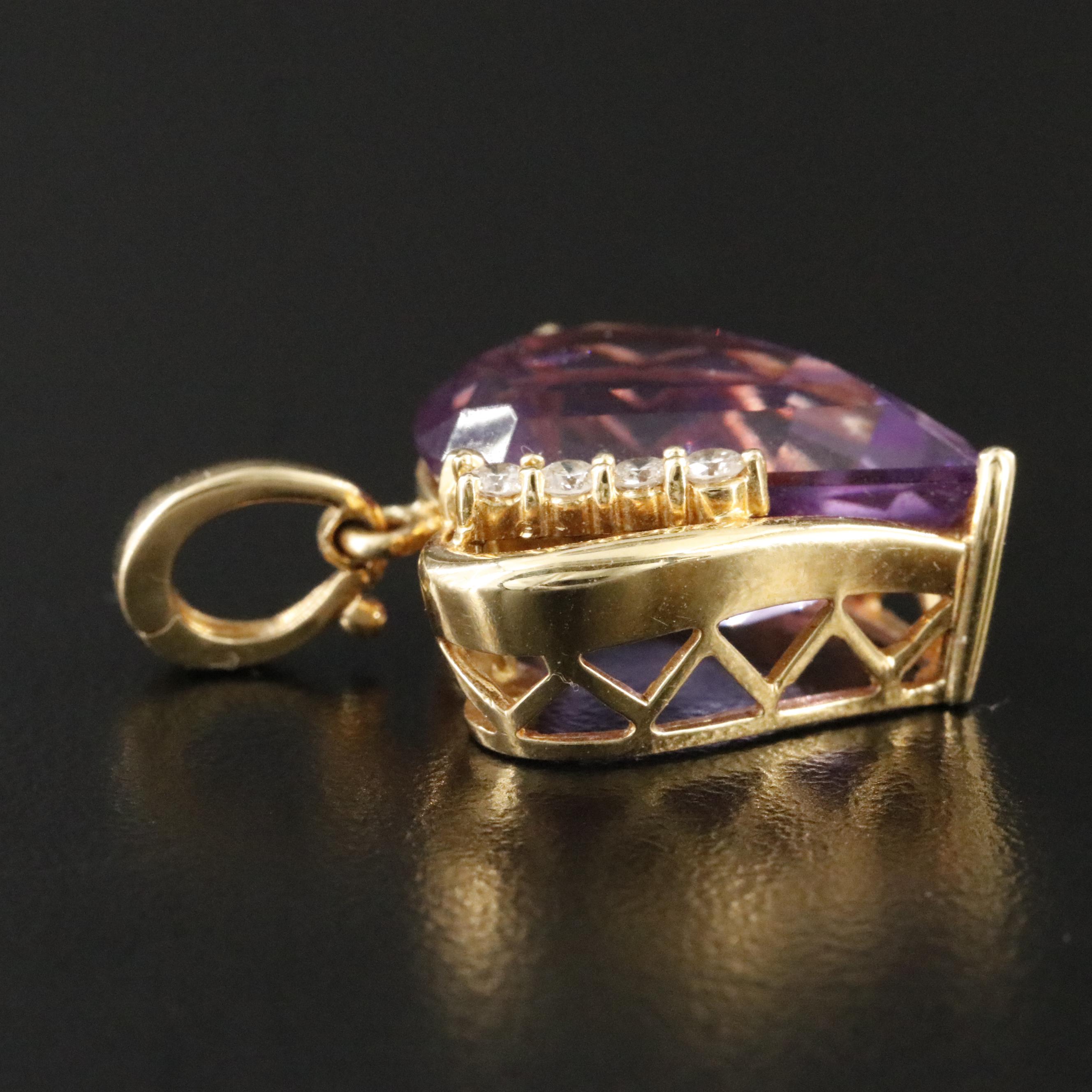 18K Amethyst and Diamond Heart Enhancer Pendant
