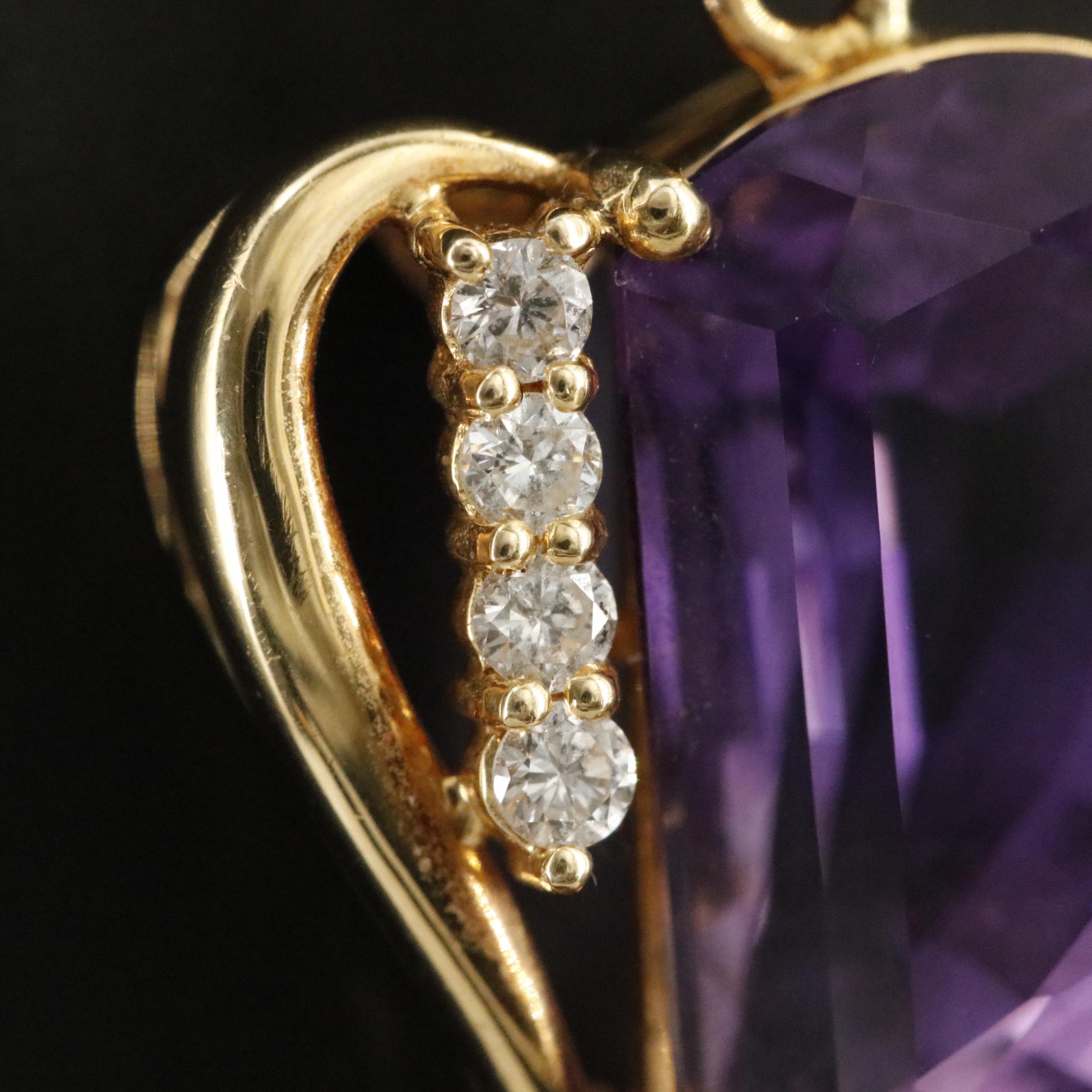 18K Amethyst and Diamond Heart Enhancer Pendant
