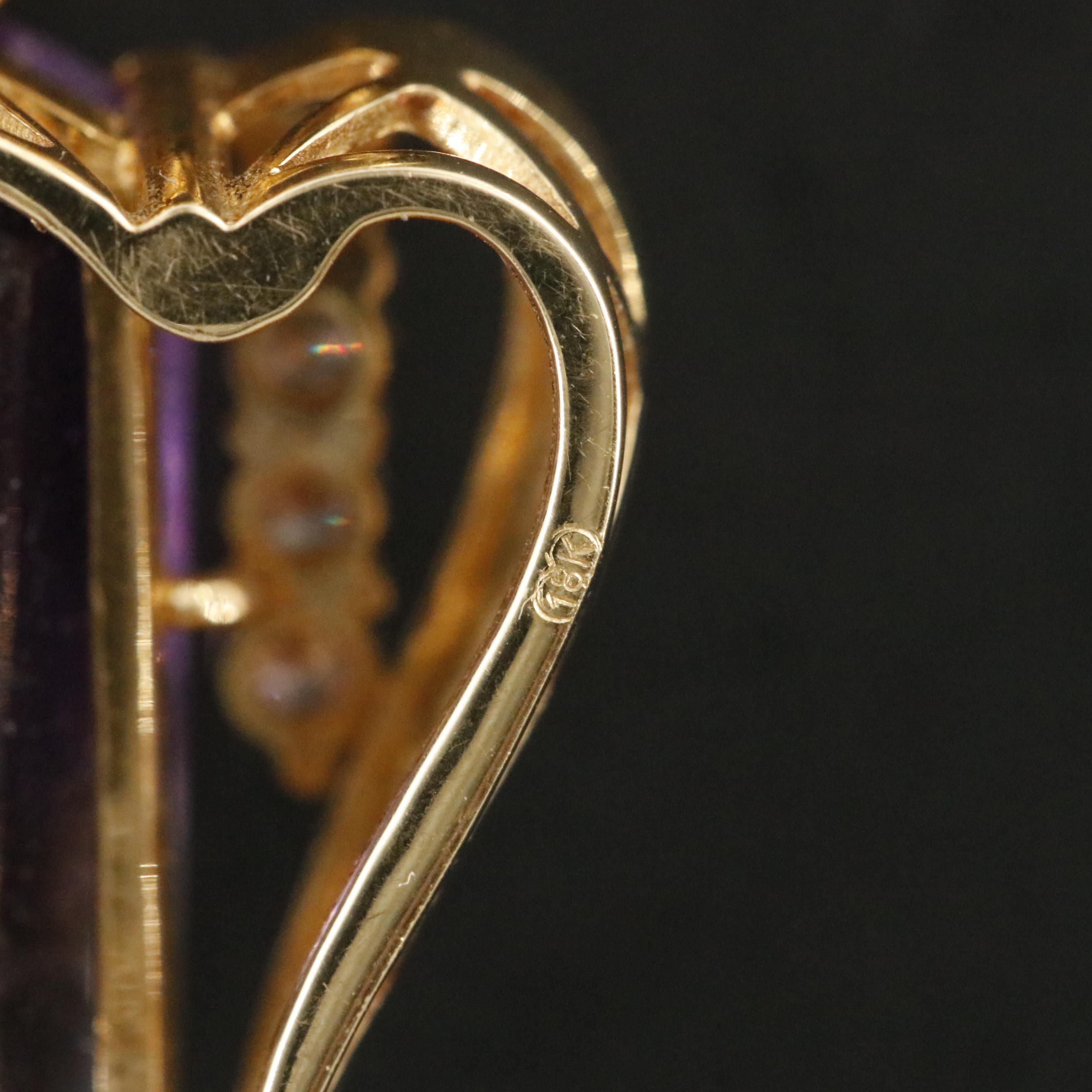 18K Amethyst and Diamond Heart Enhancer Pendant