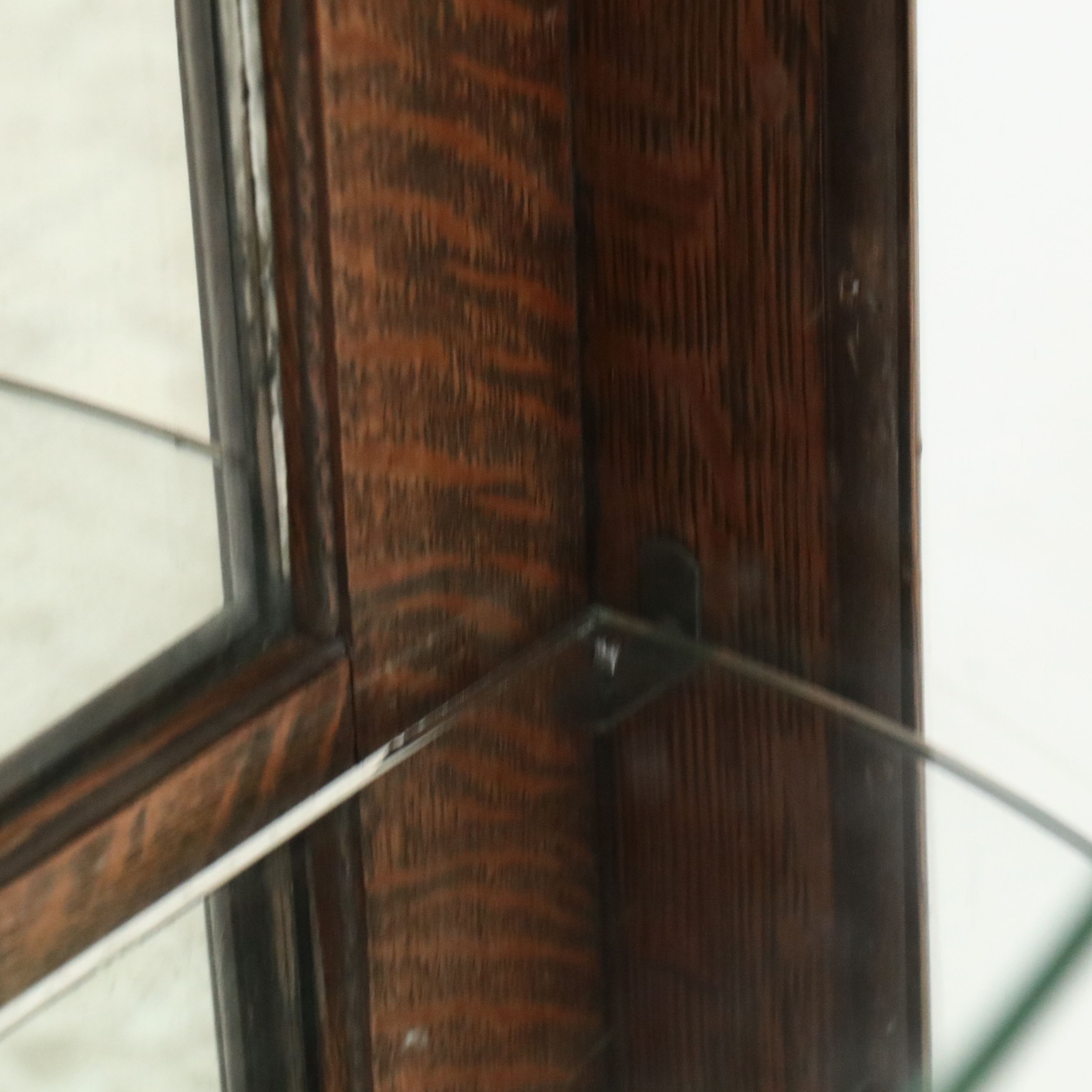 American Empire Revival Tiger Oak Bowfront Display Cabinet, Early 20th Century