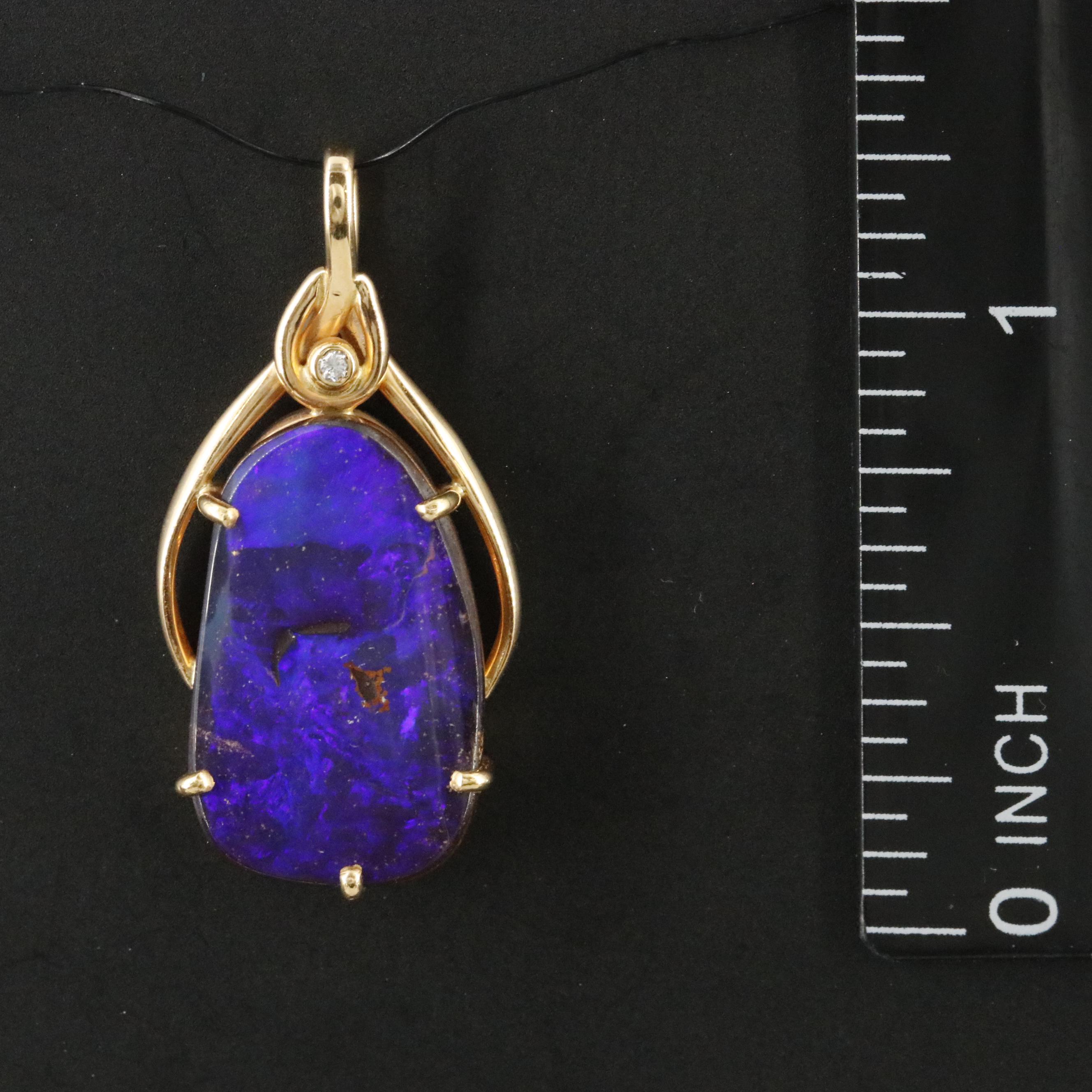 18K Boulder Opal and Diamond Pendant