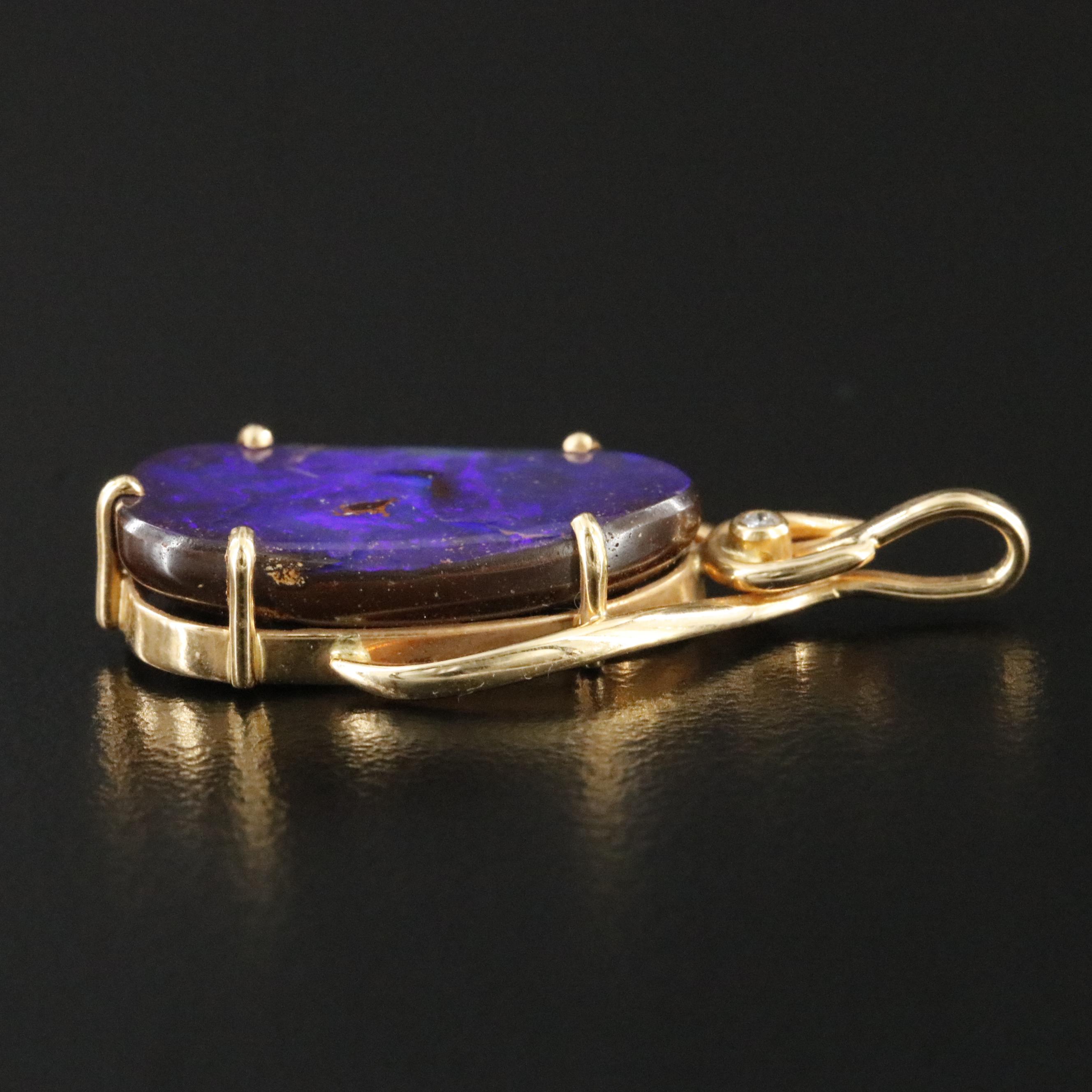 18K Boulder Opal and Diamond Pendant