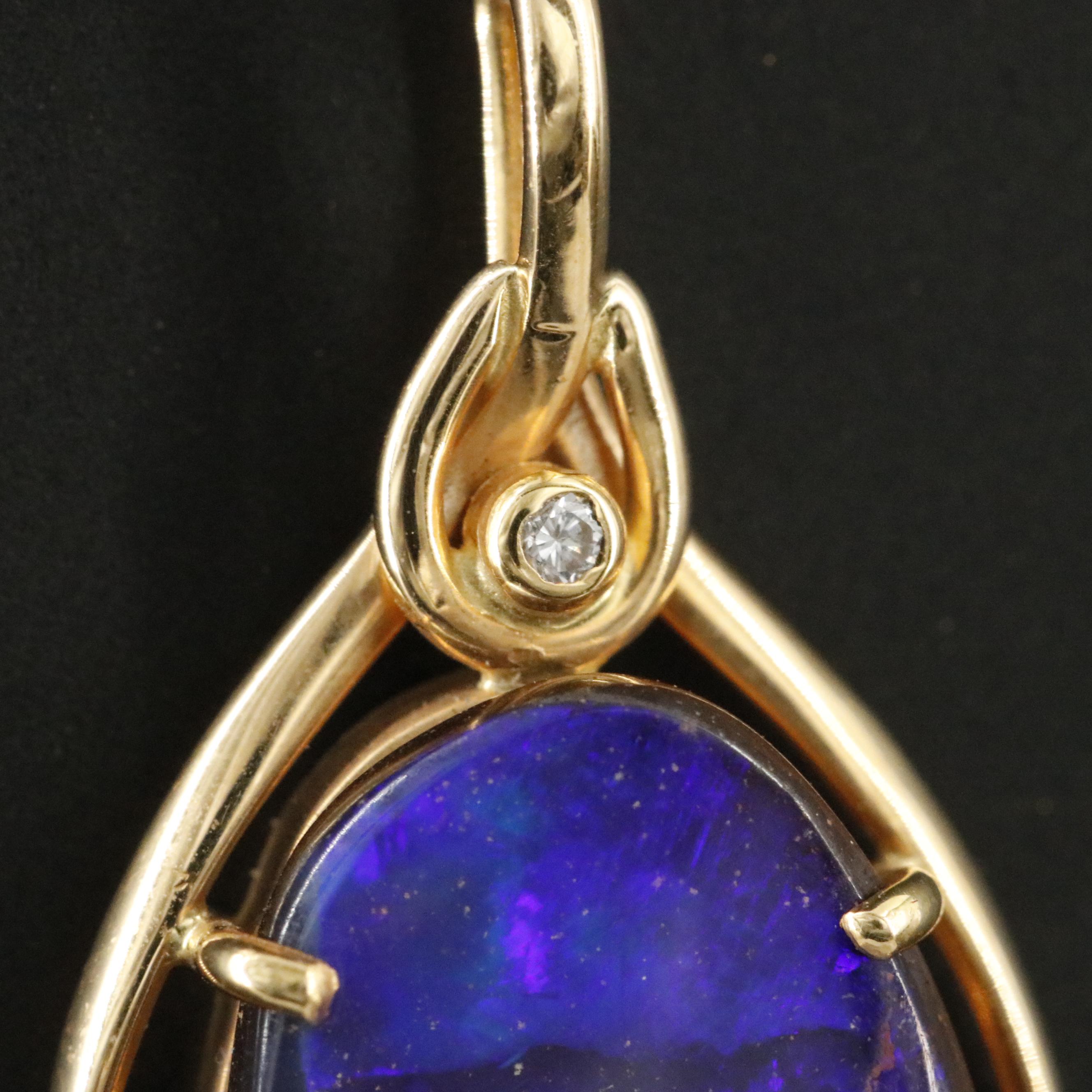 18K Boulder Opal and Diamond Pendant