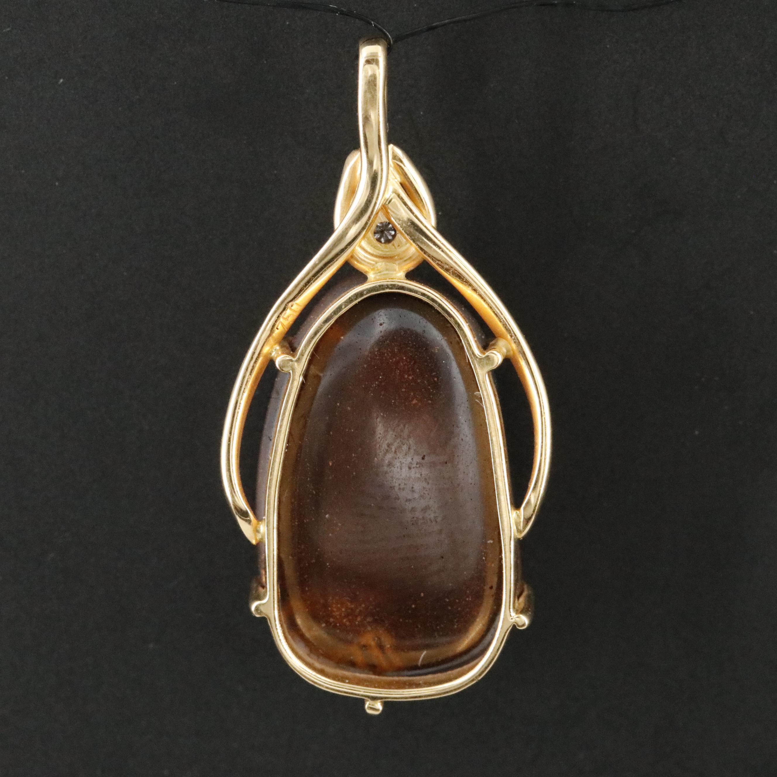 18K Boulder Opal and Diamond Pendant