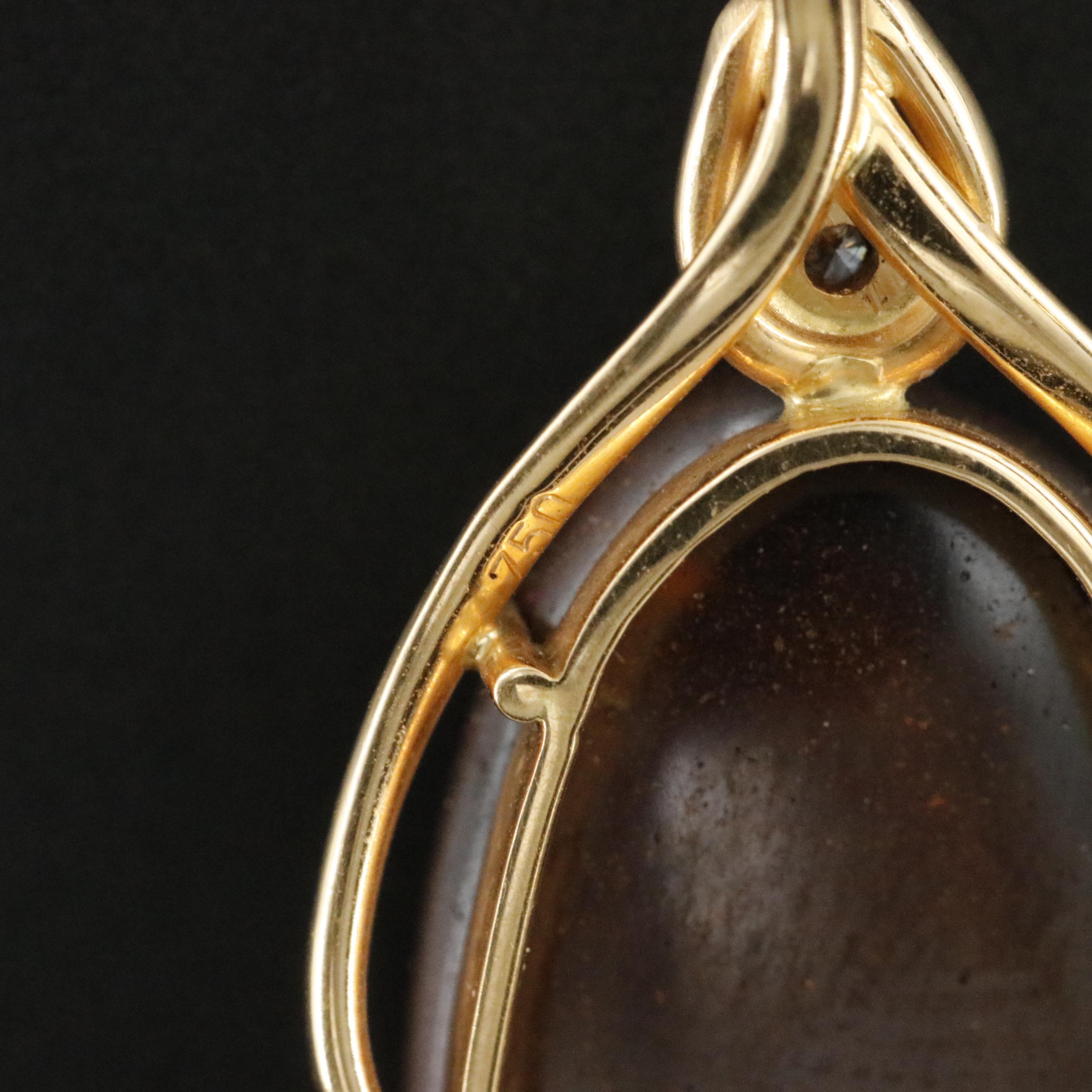 18K Boulder Opal and Diamond Pendant