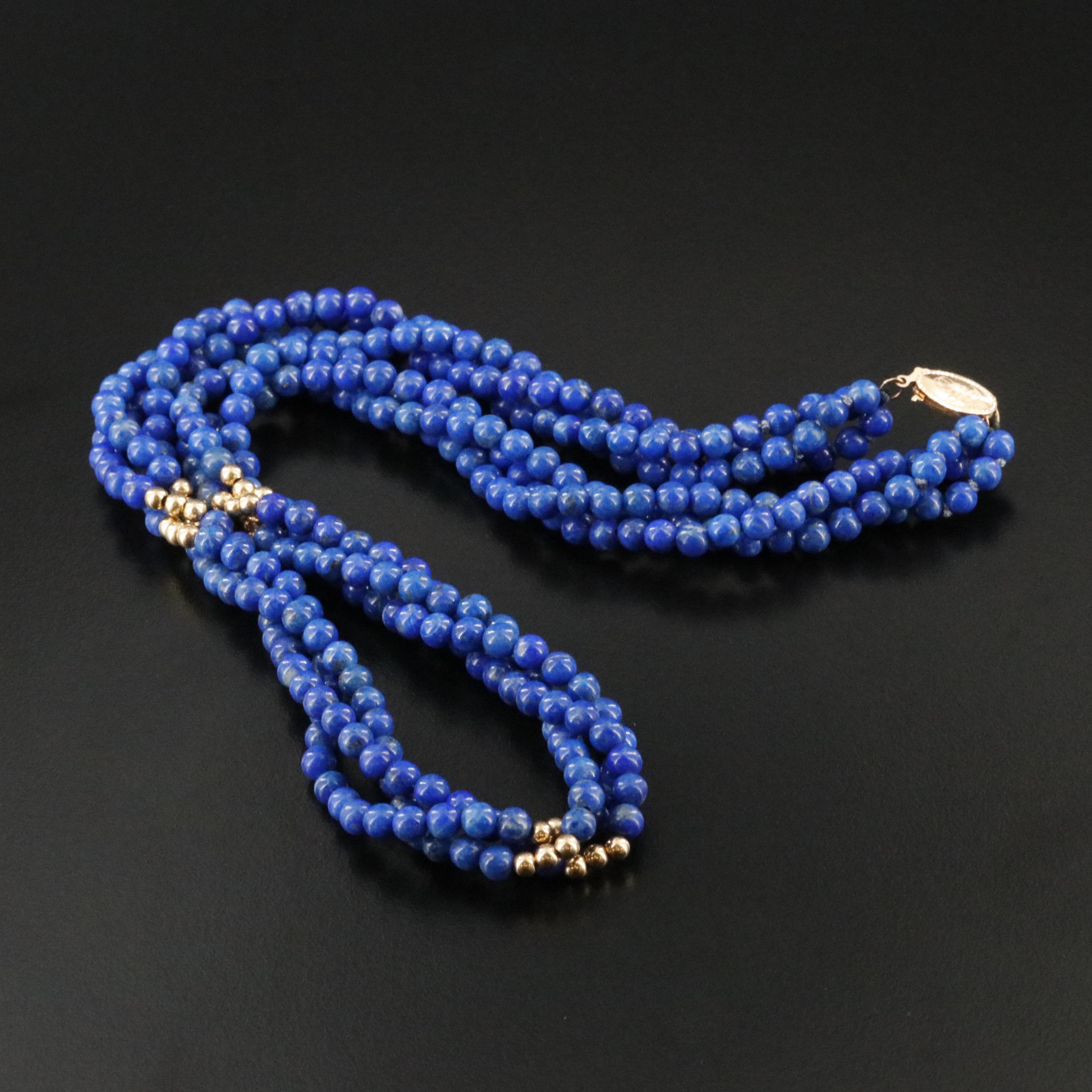 14K Lapis Lazuli Torsade Necklace