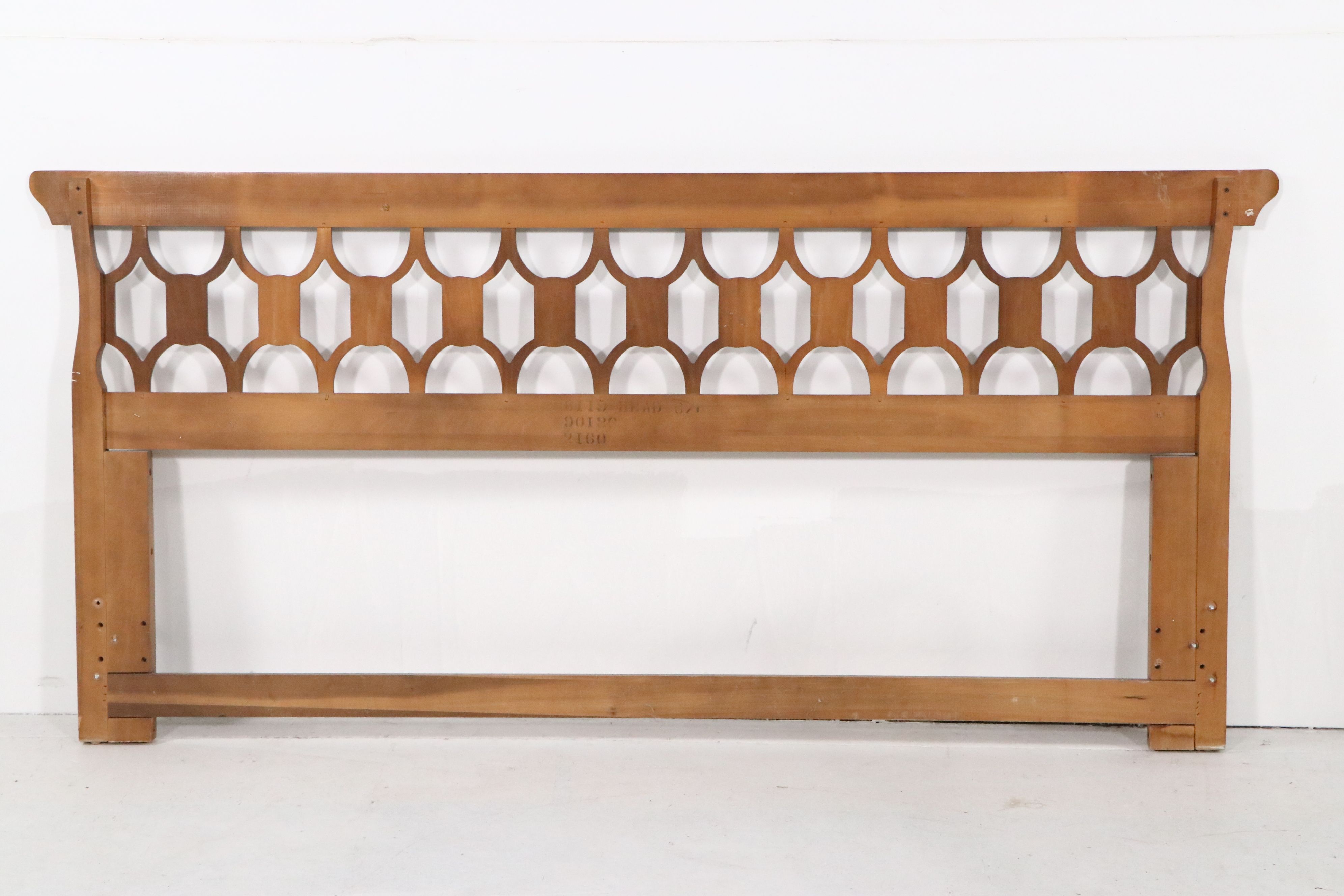 Italian Mid-Century Style Pierced Wood Headboard and Coordinating Nightstands