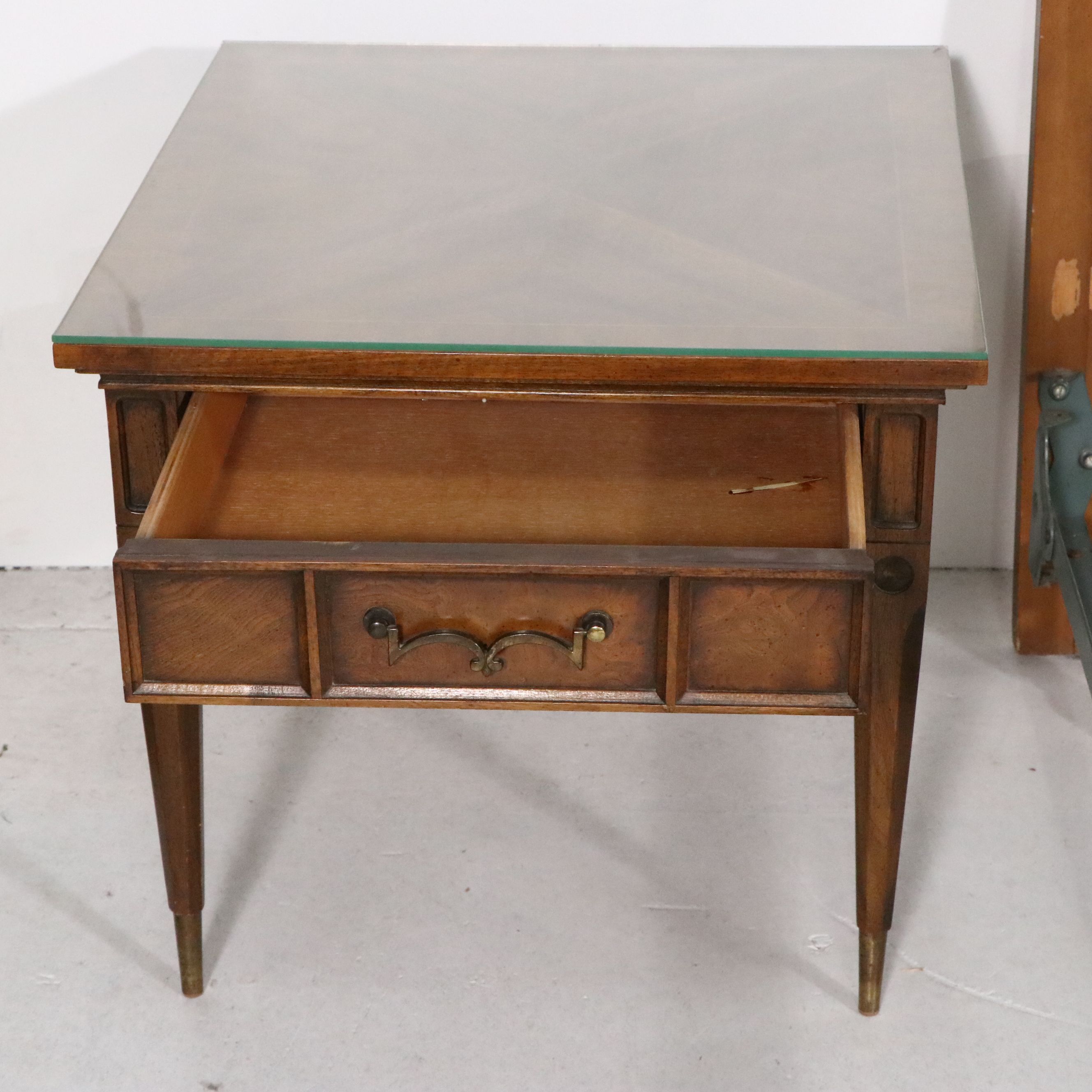 Italian Mid-Century Style Pierced Wood Headboard and Coordinating Nightstands